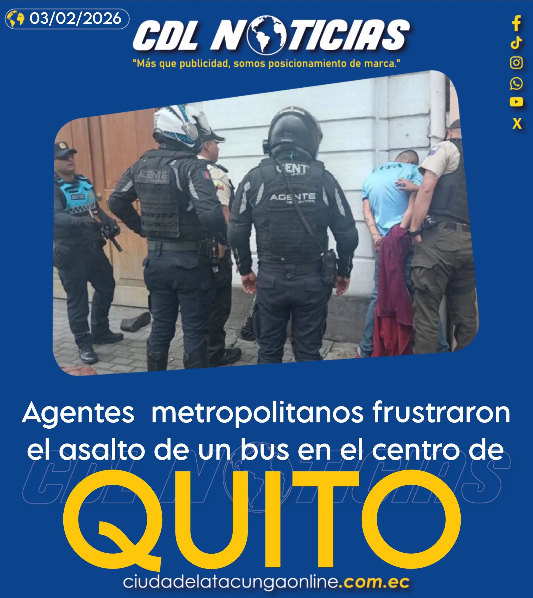 Agentes metropolitanos frustraron el asalto de un bus en el centro de Quito