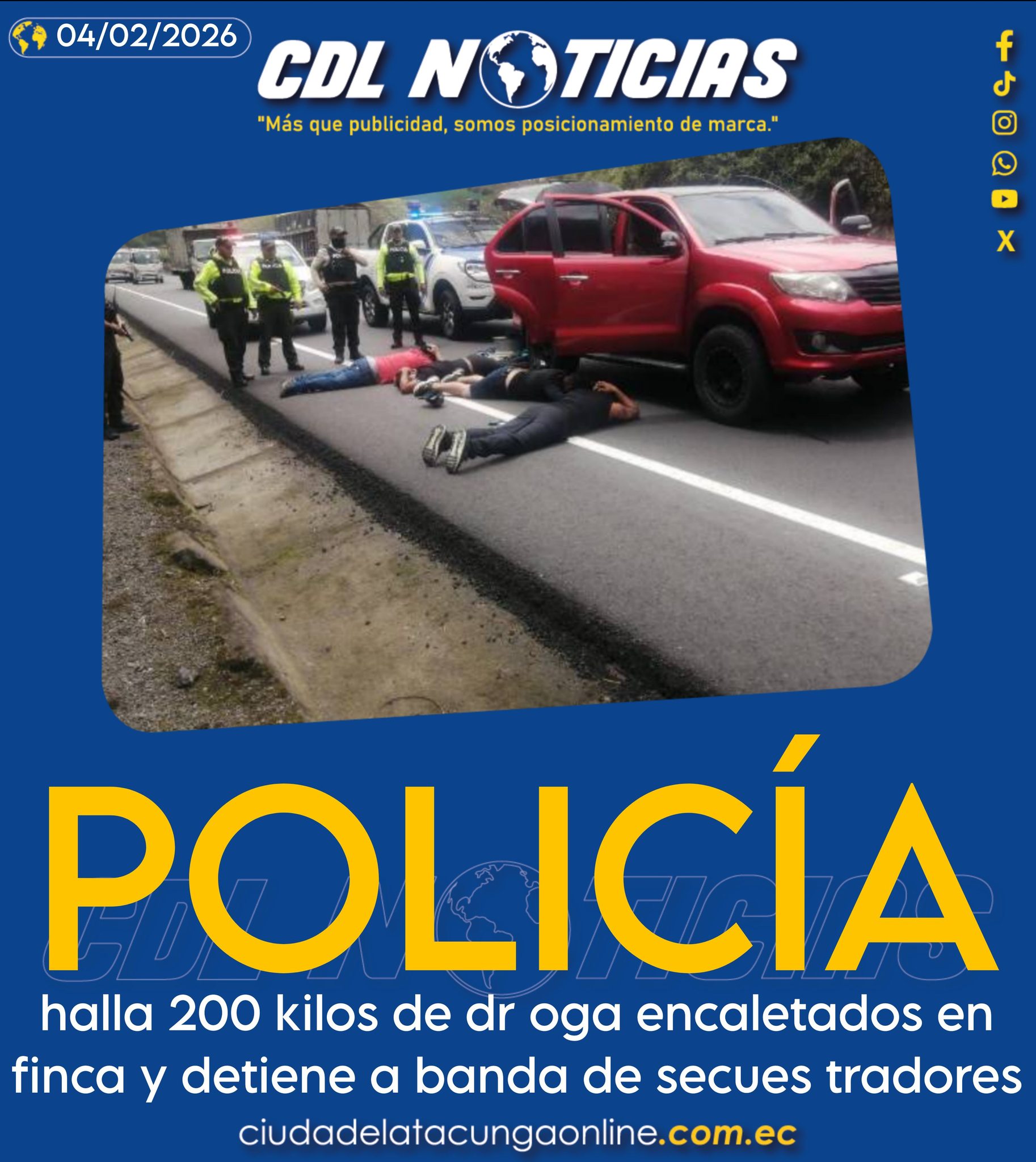 Policía halla 200 kilos de dr oga encaletados en finca y detiene a banda de secues tradores