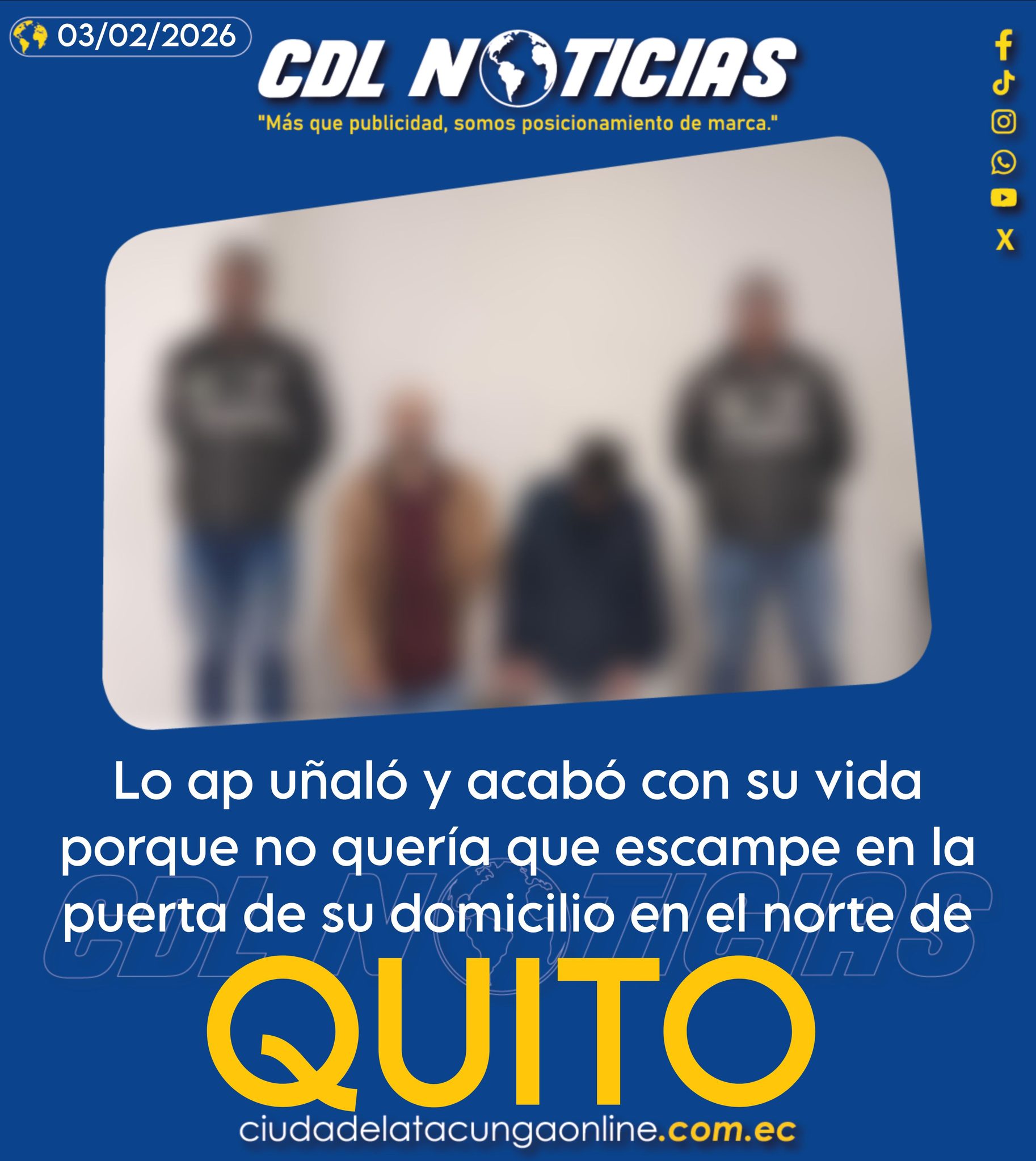 Lo ap uñaló y acabó con su vida porque no quería que escampe en la puerta de su domicilio en el norte de Quito