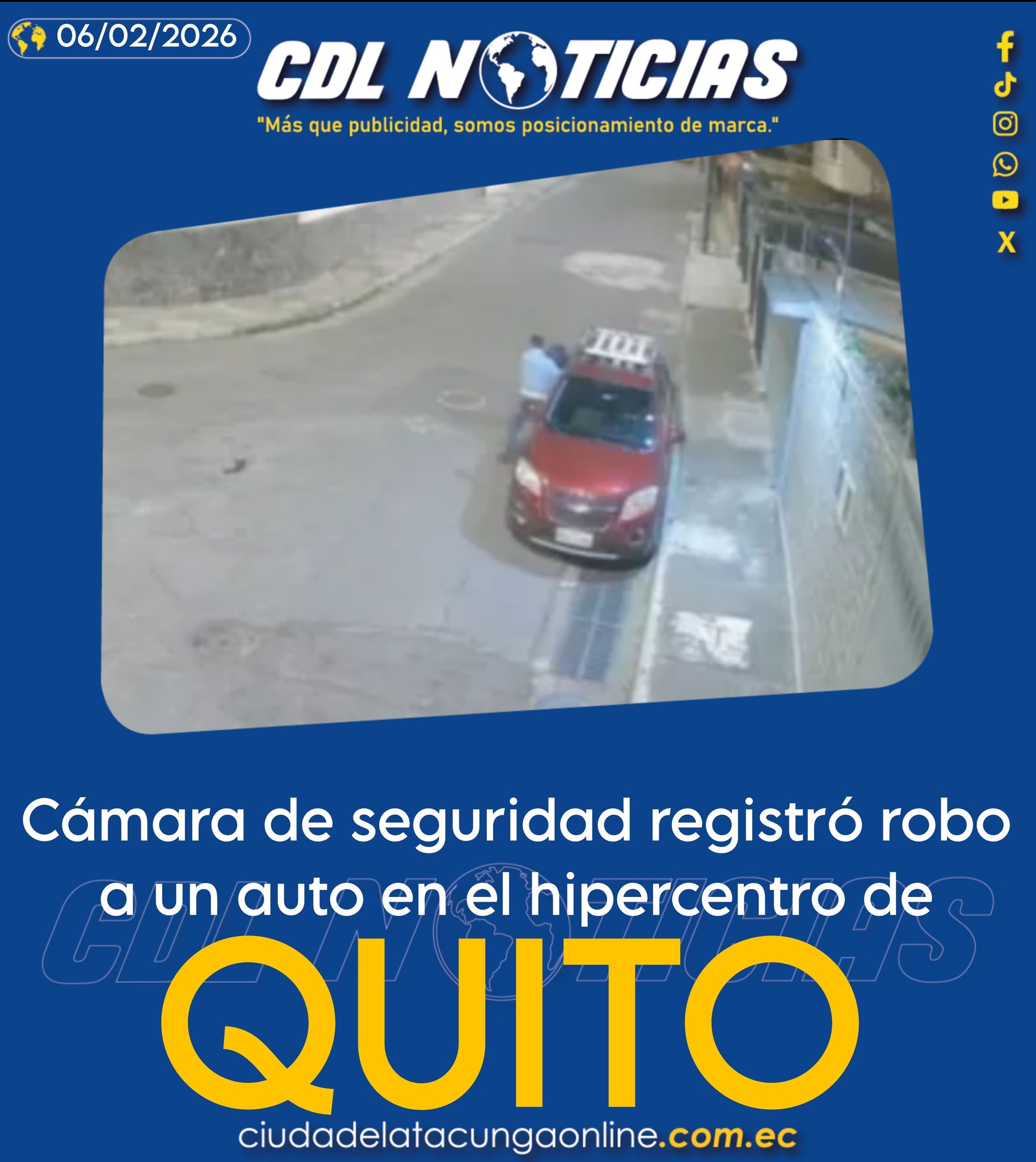 Cámara de seguridad registró robo a un auto en el hipercentro de Quito