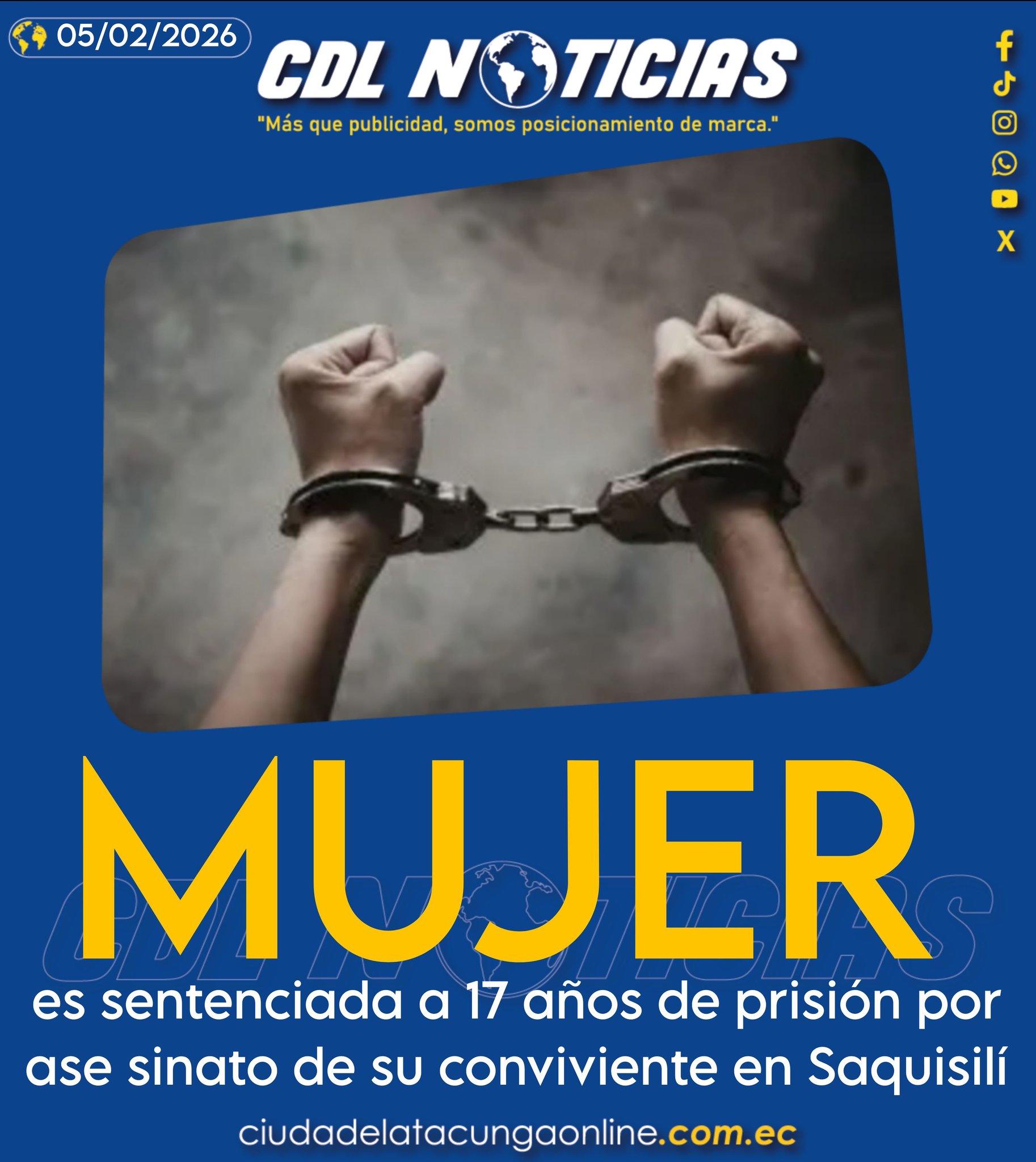 Mujer es sentenciada a 17 años de prisión por asesinato de su conviviente en Saquisilí