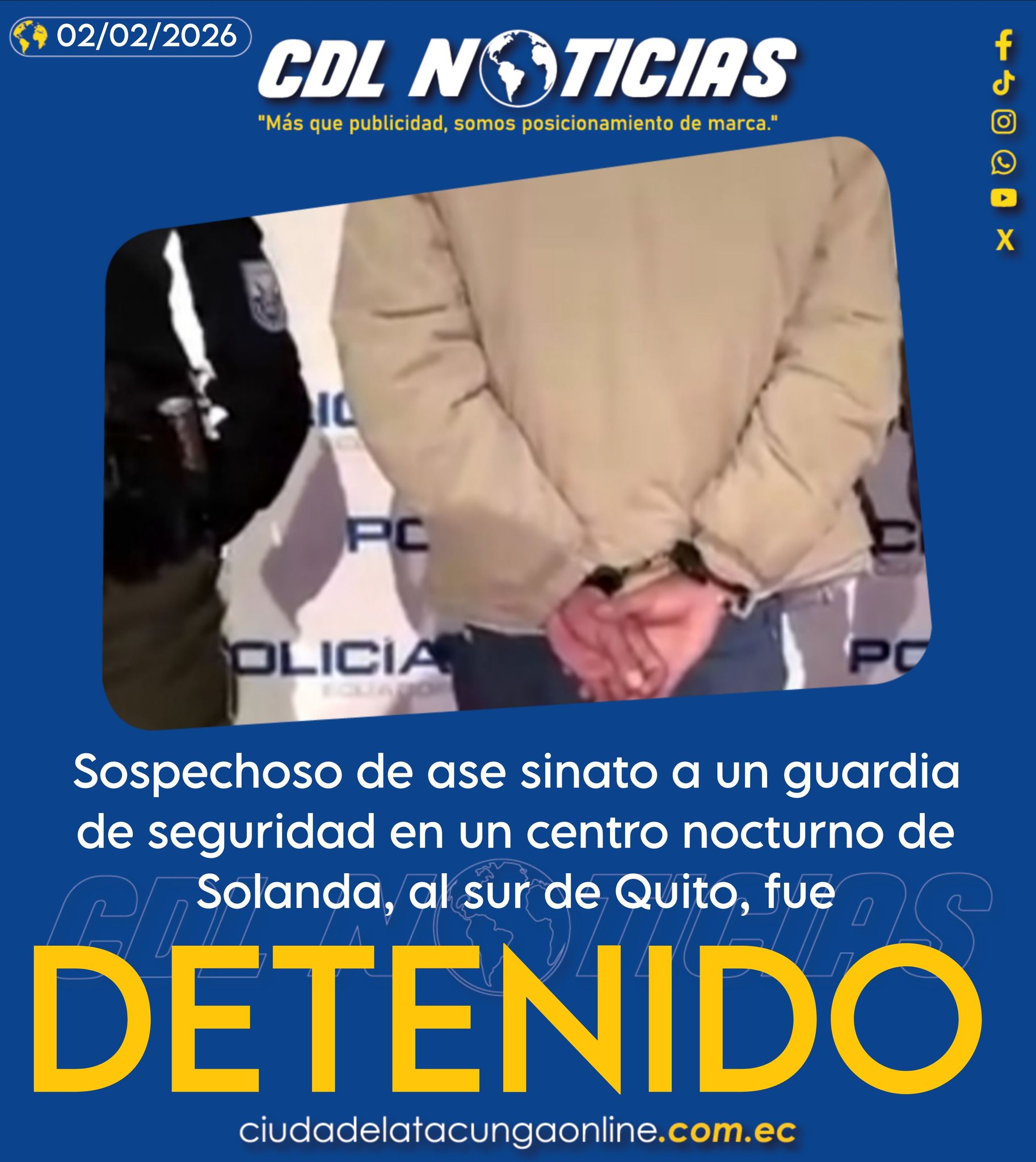 El sospechoso de ase sinato a un guardia de seguridad en un centro nocturno de Solanda, al sur de Quito, fue detenido