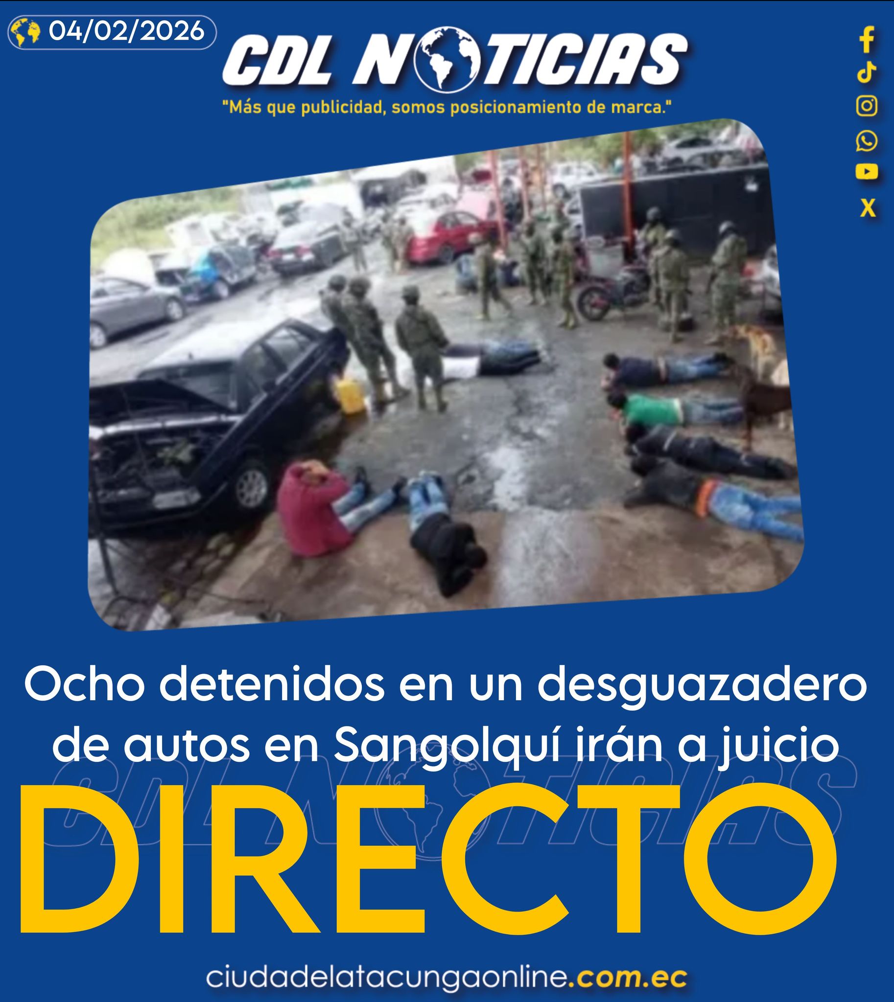 Ocho detenidos en un desguazadero de autos en Sangolquí irán a juicio directo