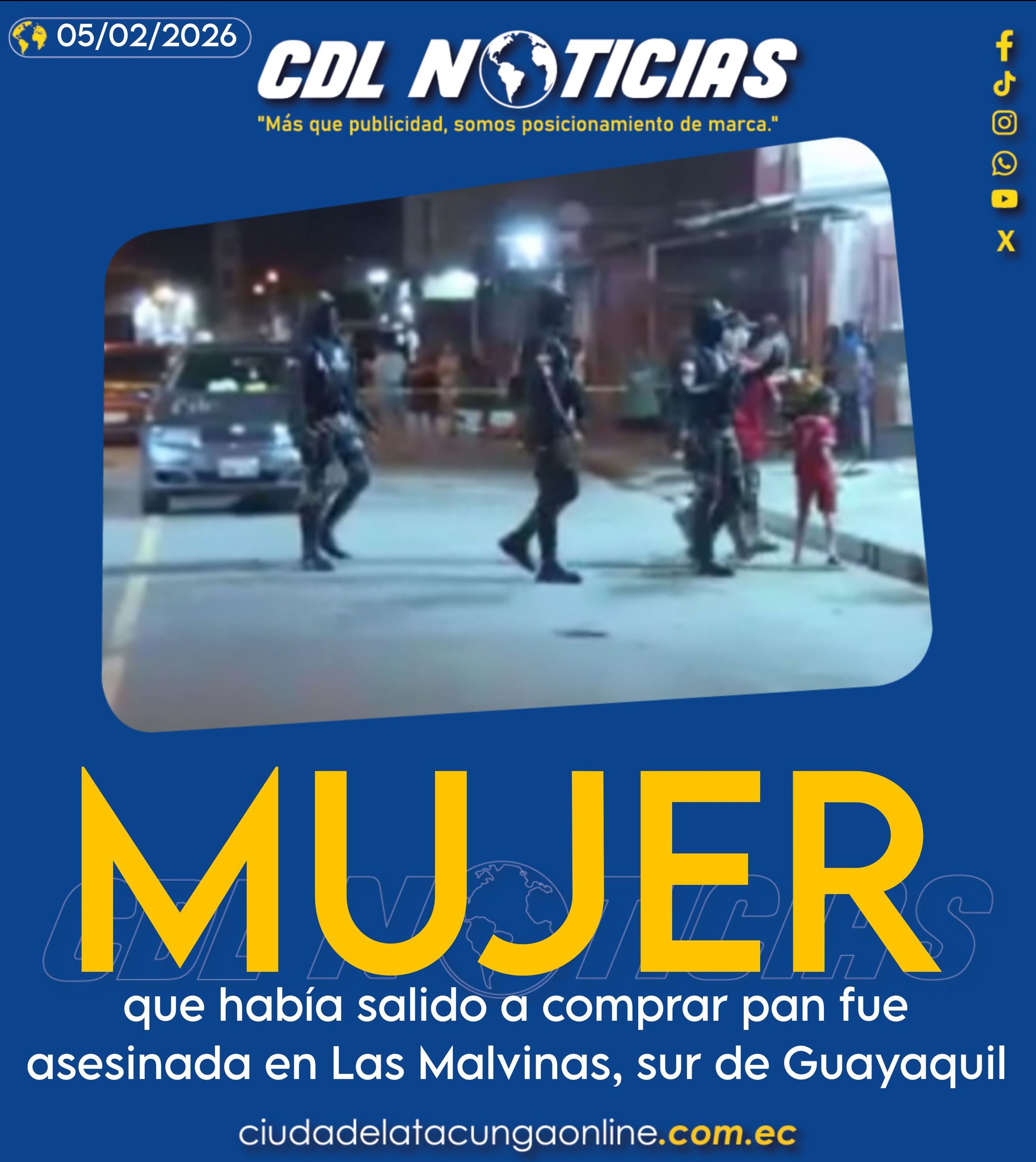 Mujer salió a comprar pan fue asesinada en Las Malvinas, sur de Guayaquil