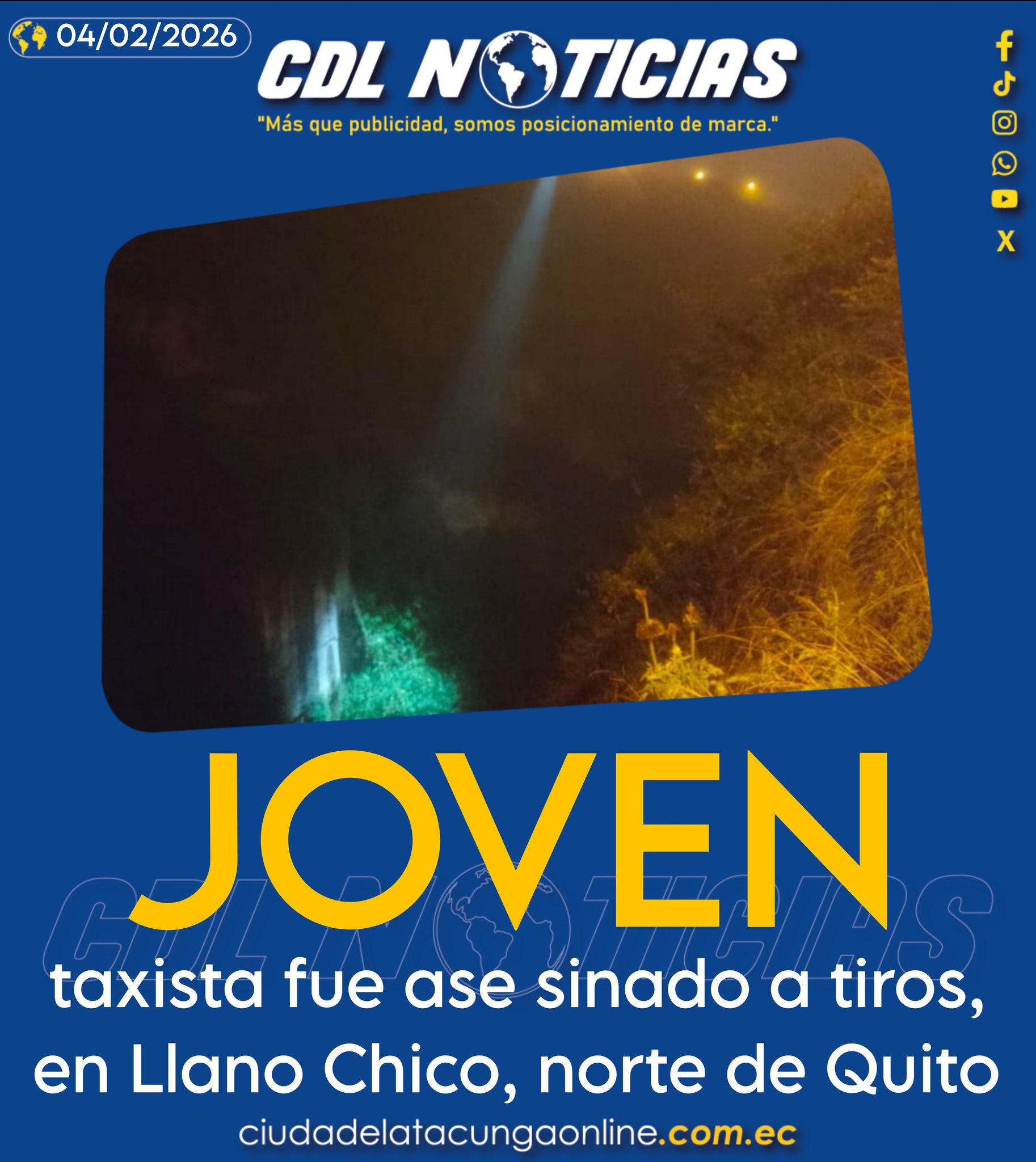 Un joven taxista fue asesinado a tiros, en Llano Chico, norte de Quito