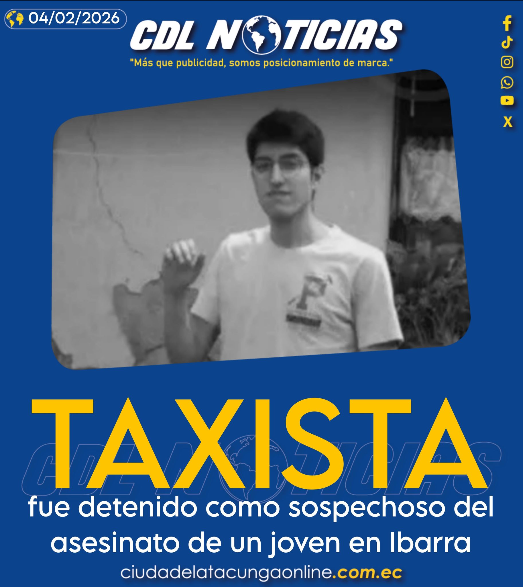 Un taxista fue detenido como sospechoso del asesinato de un joven en Ibarra