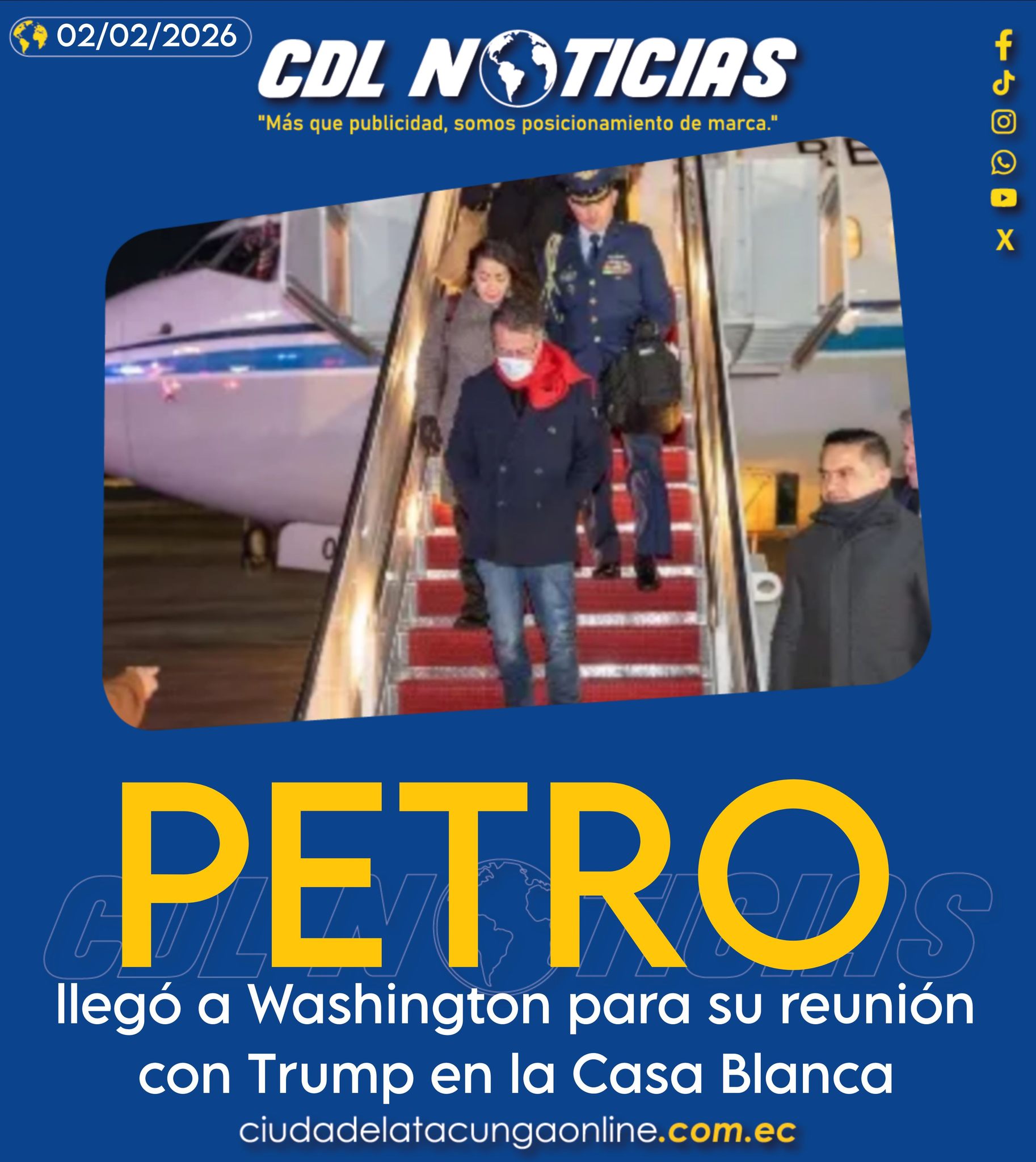 Petro llegó a Washington para su reunión con Trump en la Casa Blanca