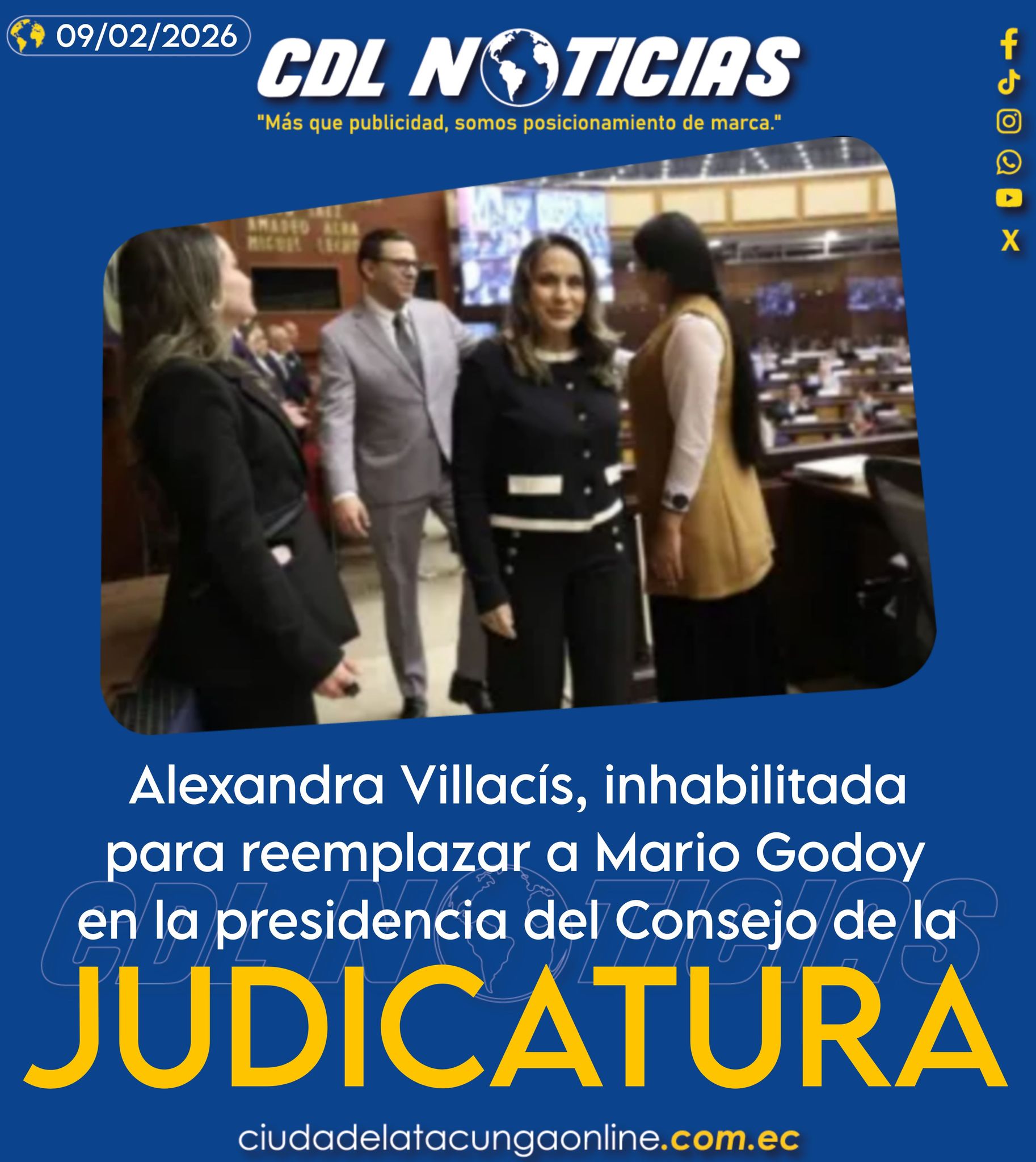 Alexandra Villacís, inhabilitada para reemplazar a Mario Godoy en la presidencia del Consejo de la Judicatura