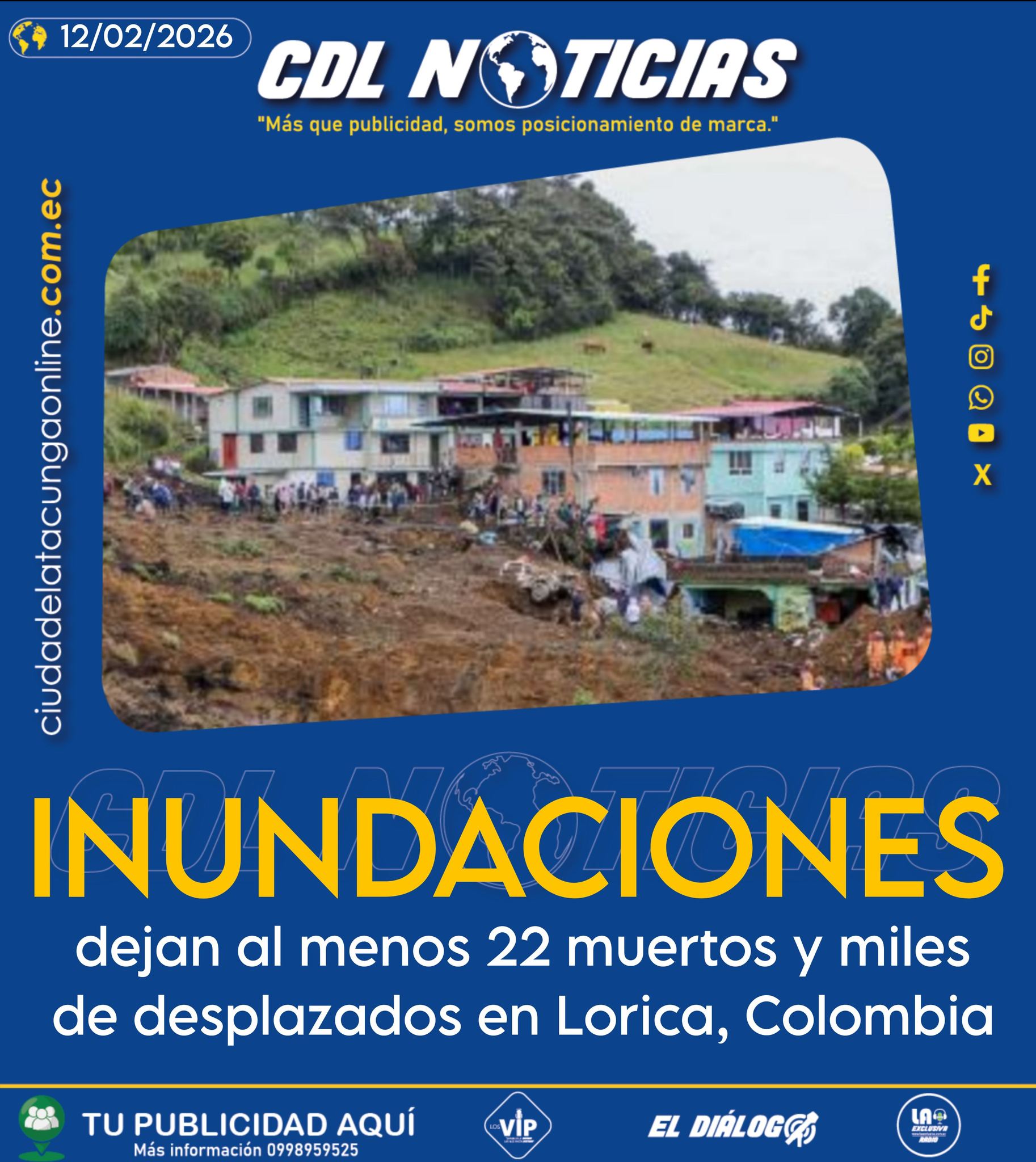 Inundaciones dejan al menos 22 muertos y miles de desplazados en Lorica, Colombia