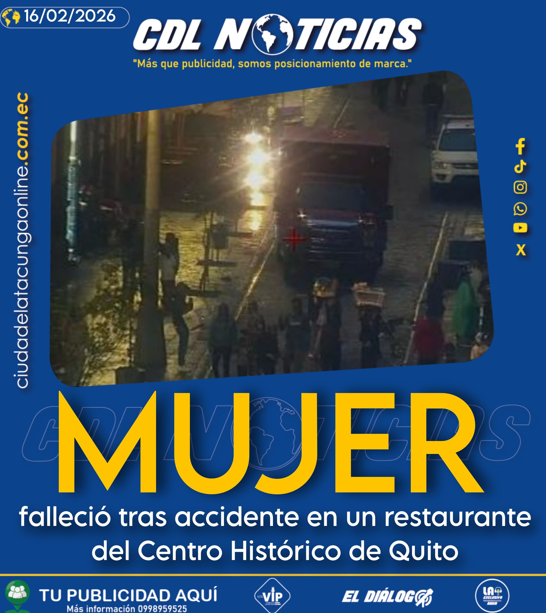 Una mujer falleció tras accidente en un restaurante del Centro Histórico de Quito