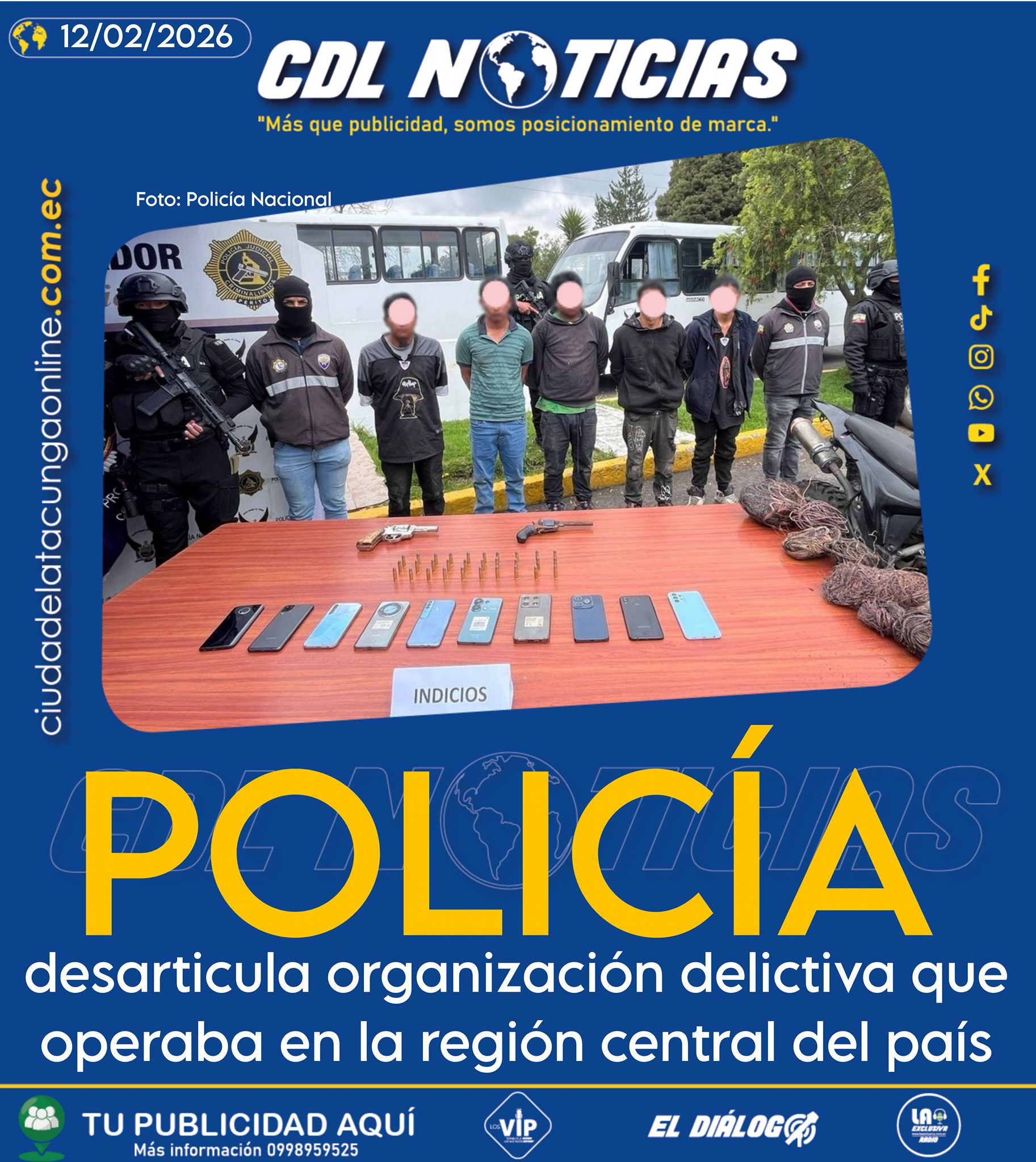 Policía desarticula organización delictiva que operaba en la región central del país