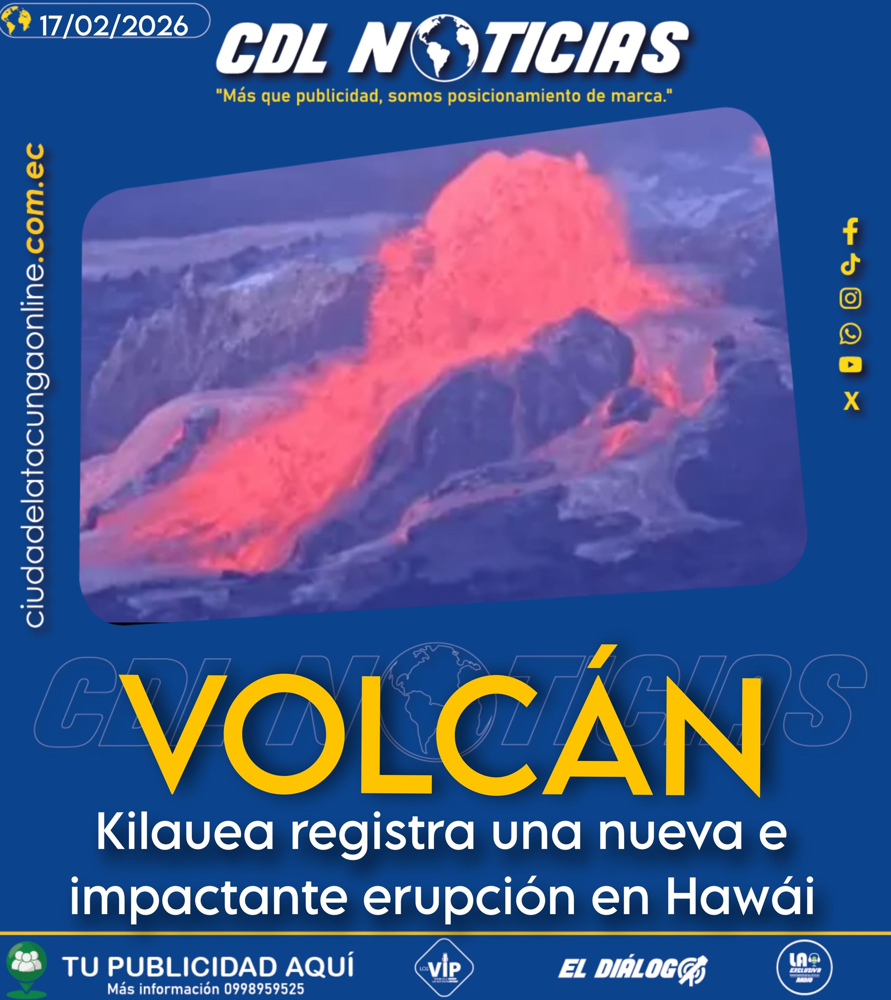 Volcán Kilauea registra una nueva e impactante erupción en Hawái