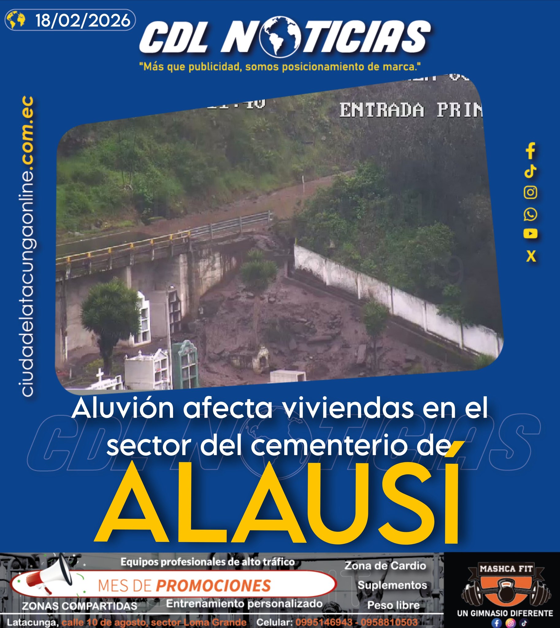 Aluvión afecta viviendas en el sector del cementerio de Alausí