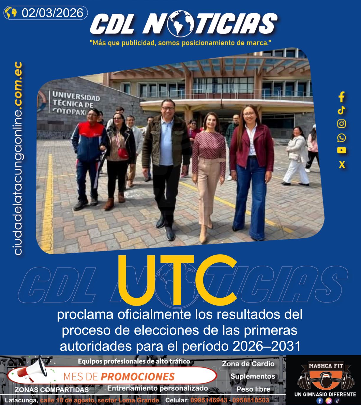 La Universidad Técnica de Cotopaxi proclama oficialmente los resultados del proceso de elecciones de las primeras autoridades para el período 2026–2031