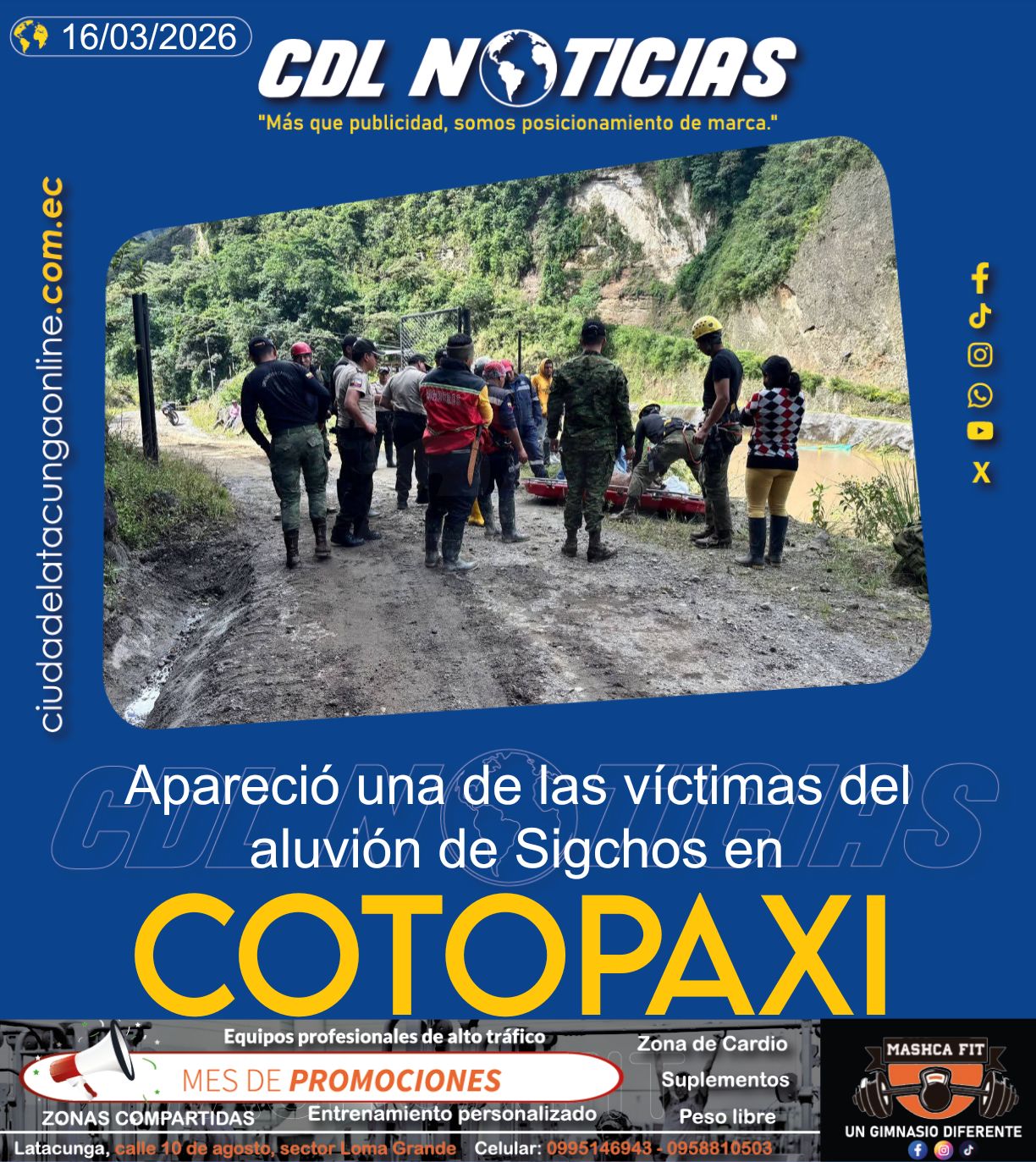 Apareció una de las víctimas del aluvión de Sigchos en Cotopaxi