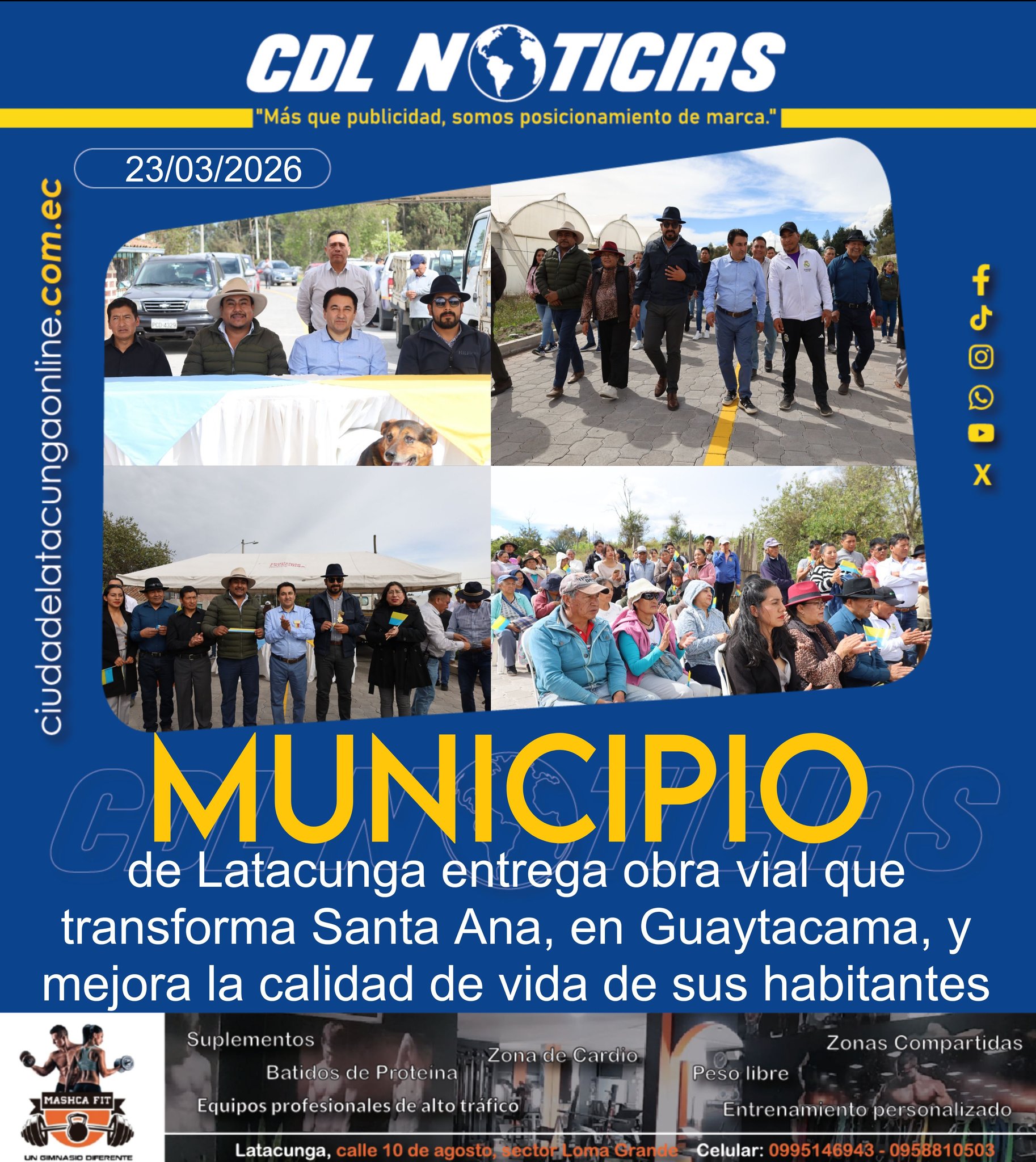 Municipio de Latacunga entrega obra vial que transforma Santa Ana, en Guaytacama, y mejora la calidad de vida de sus habitantes