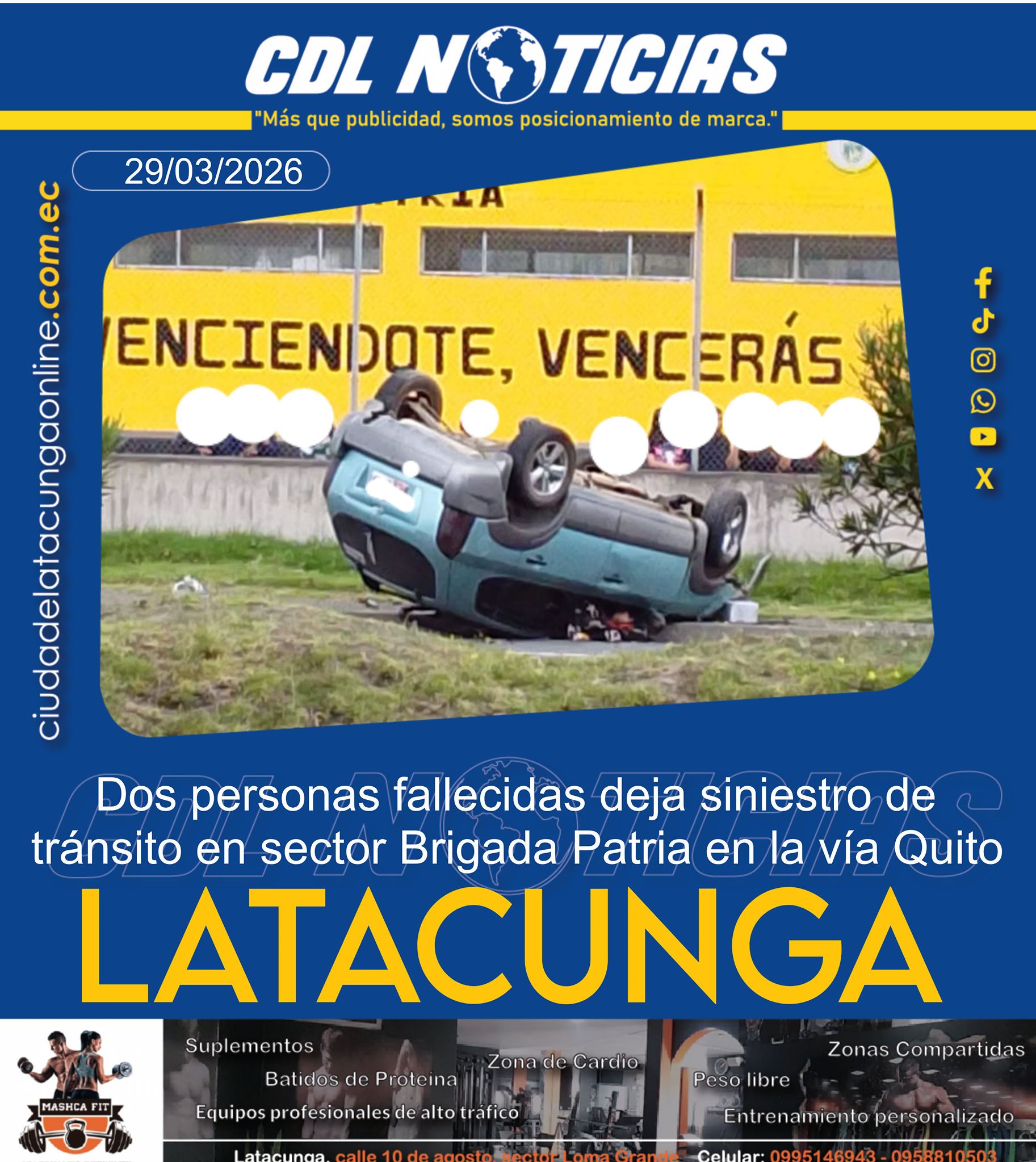 Dos personas fallecidas deja siniestro de tránsito en la vía Quito Latacunga