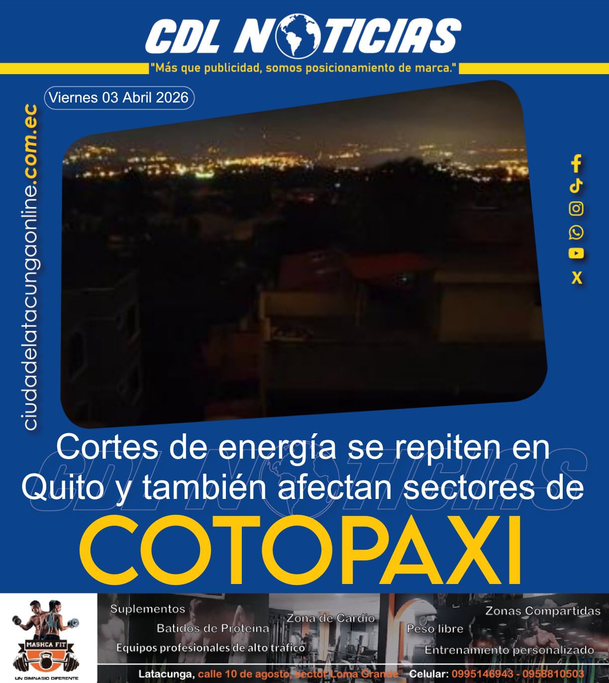 Apagones se repiten en Quito y también afectan sectores de Cotopaxi