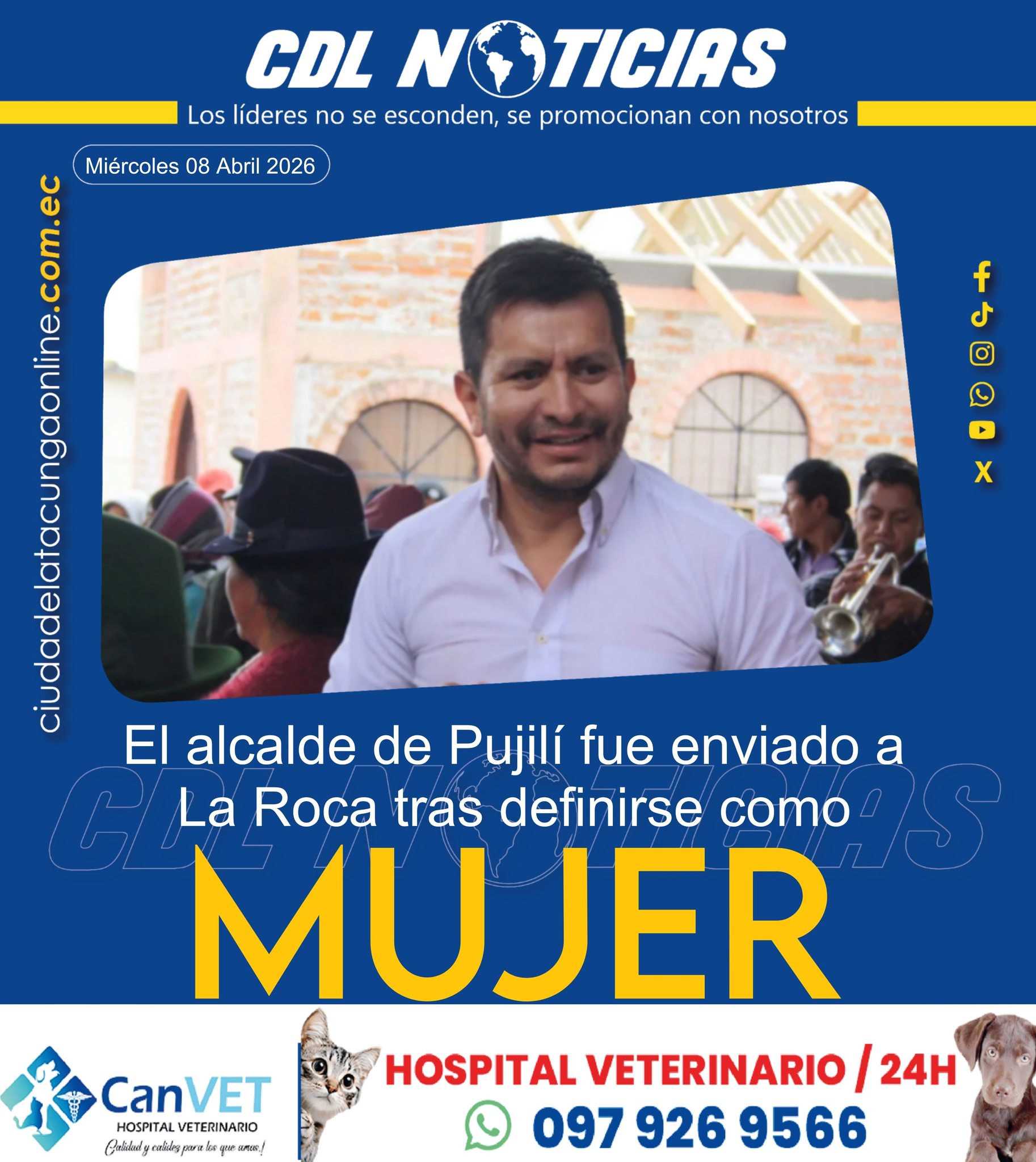 El alcalde de Pujilí fue enviado a La Roca tras definirse como mujer
