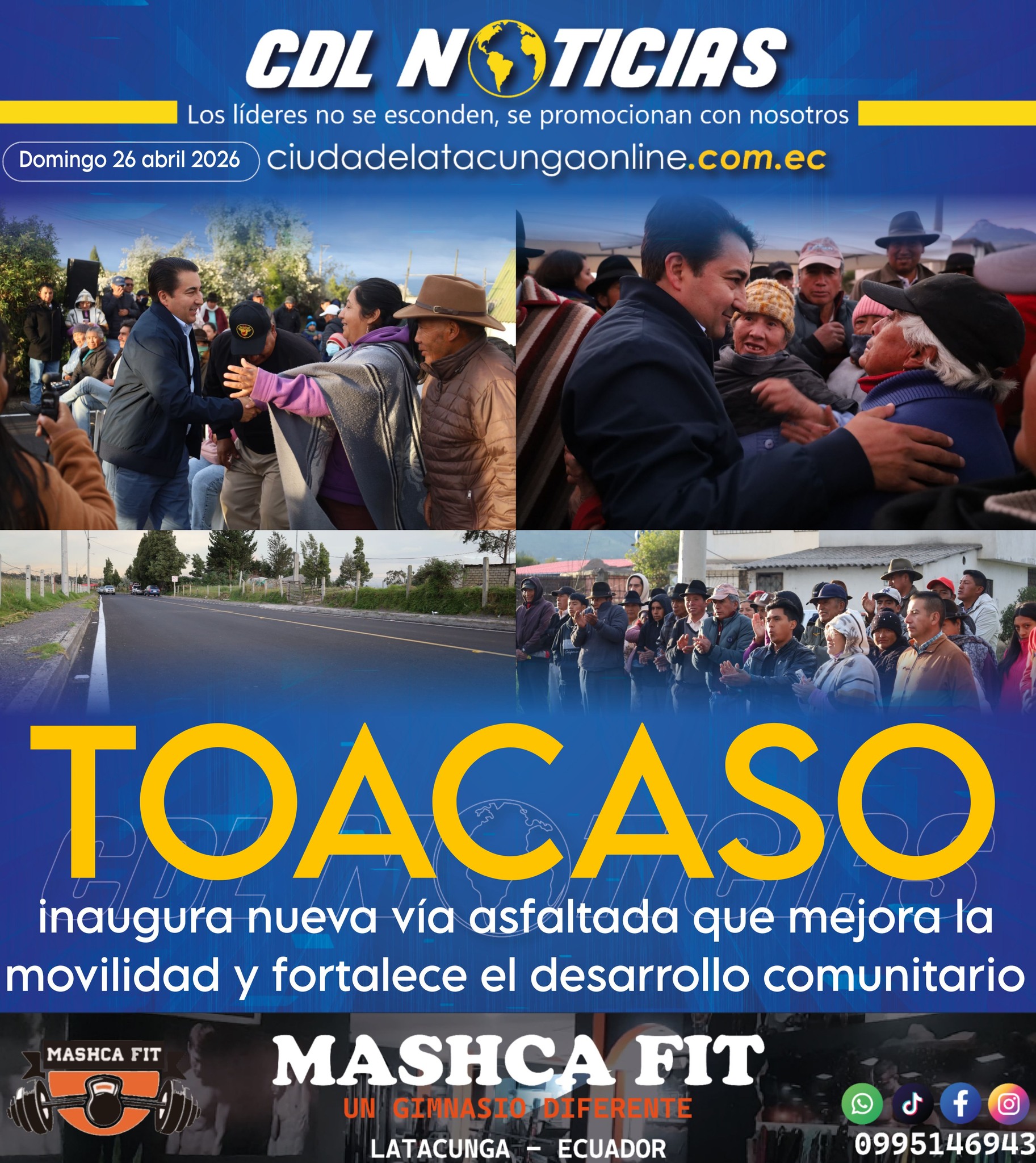 Toacaso inaugura nueva vía asfaltada que mejora la movilidad y fortalece el desarrollo comunitario
