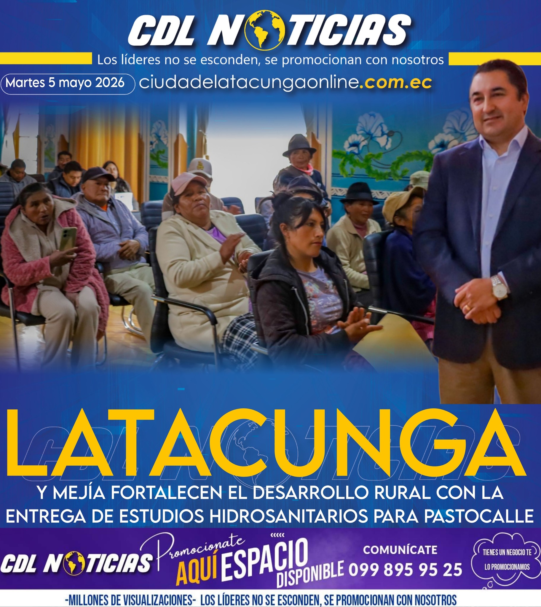 LATACUNGA Y MEJÍA FORTALECEN EL DESARROLLO RURAL CON LA ENTREGA DE ESTUDIOS HIDROSANITARIOS PARA PASTOCALLE