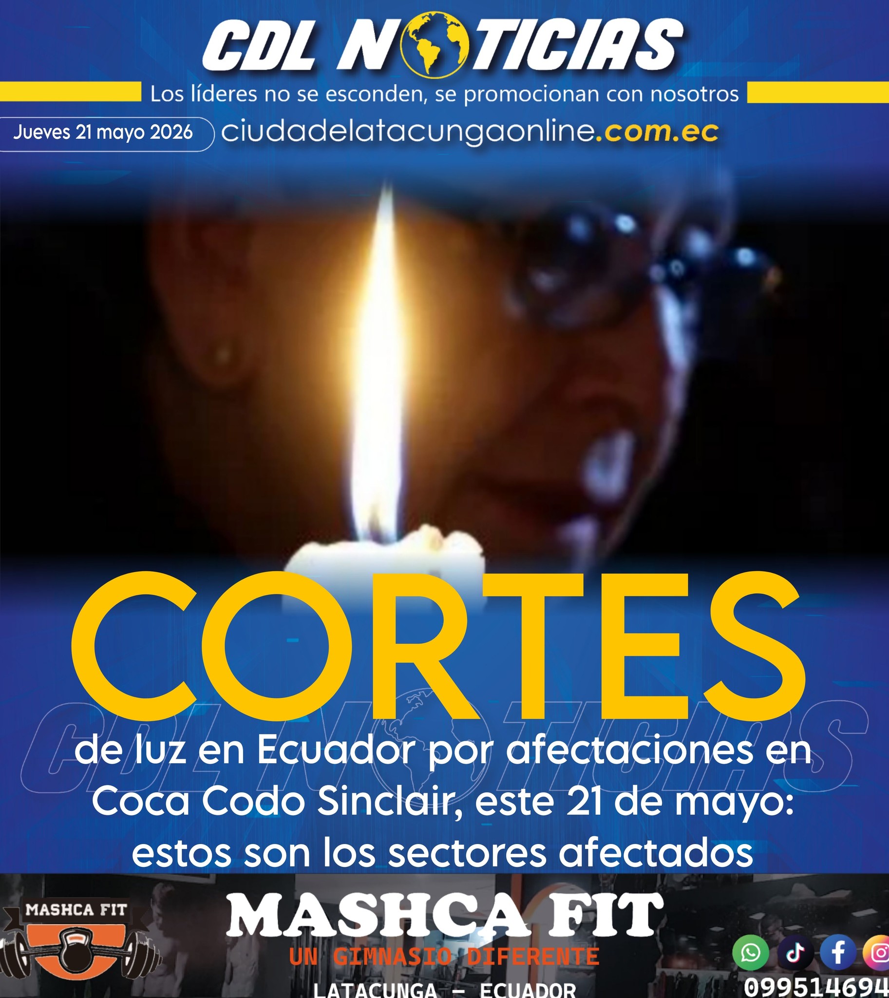 Cortes de luz en Ecuador por afectaciones en Coca Codo Sinclair, este 21 de mayo: estos son los sectores afectados