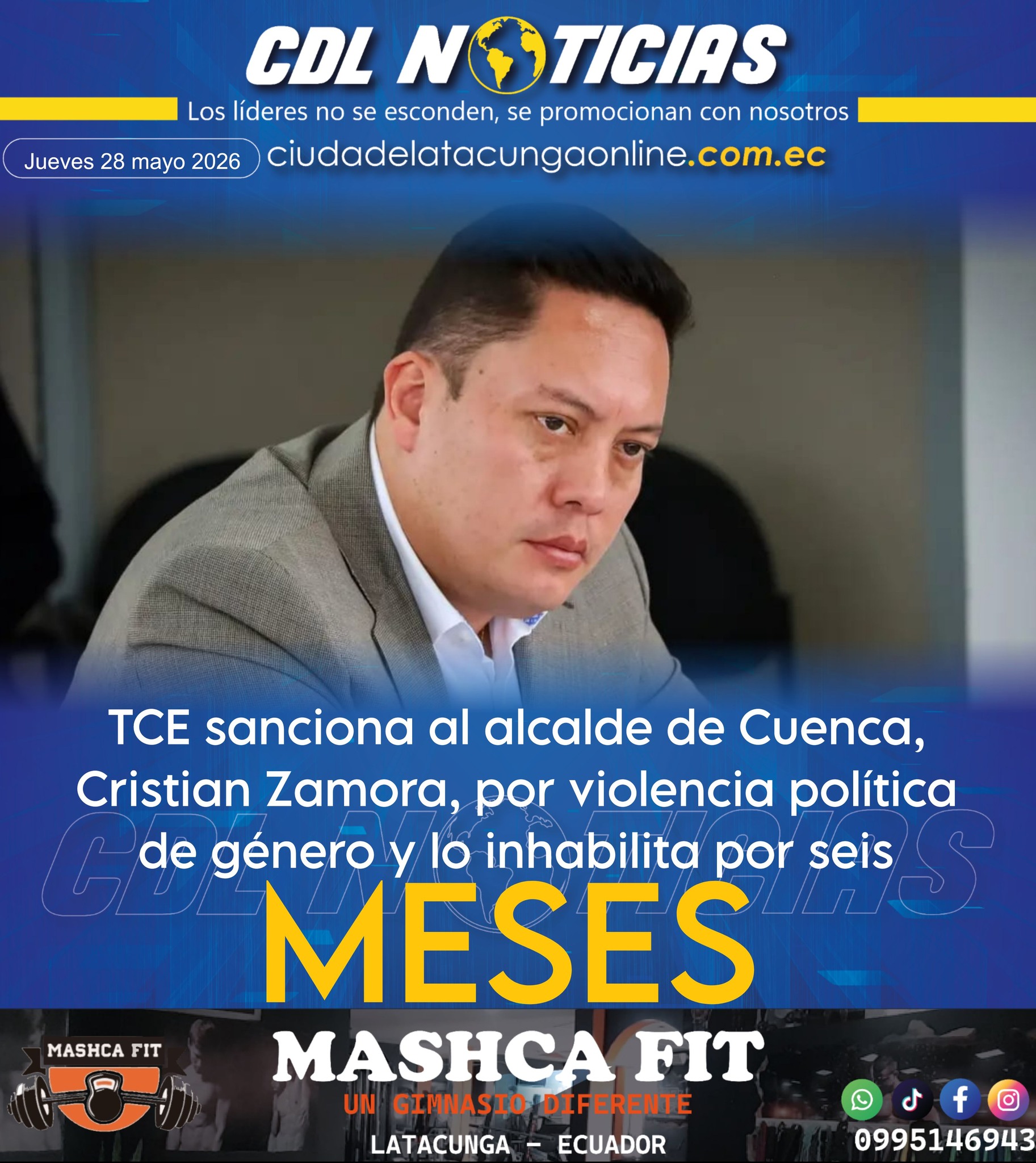 TCE sanciona al alcalde de Cuenca, Cristian Zamora, por violencia política de género y lo inhabilita por seis meses