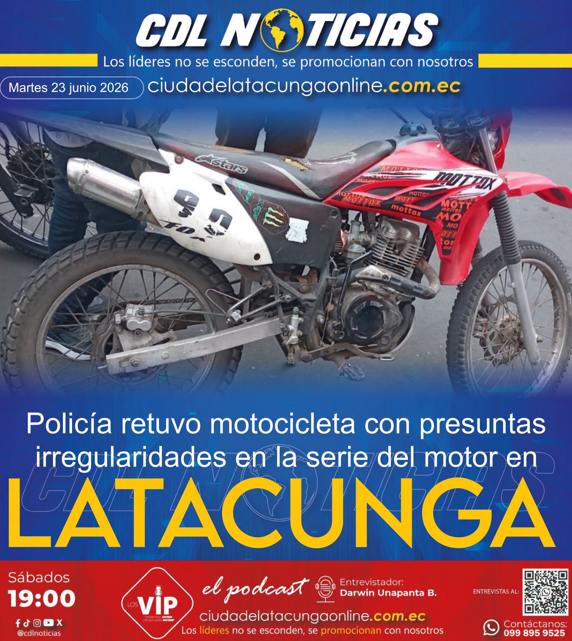 Policía retuvo motocicleta con presuntas irregularidades en la serie del motor en Latacunga