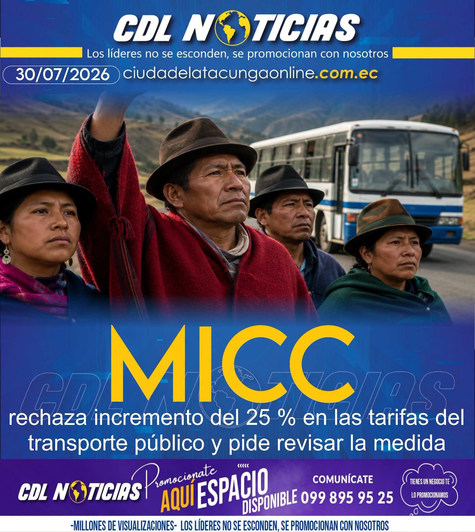 MICC rechaza incremento del 25 % en las tarifas del transporte público y pide revisar la medida
