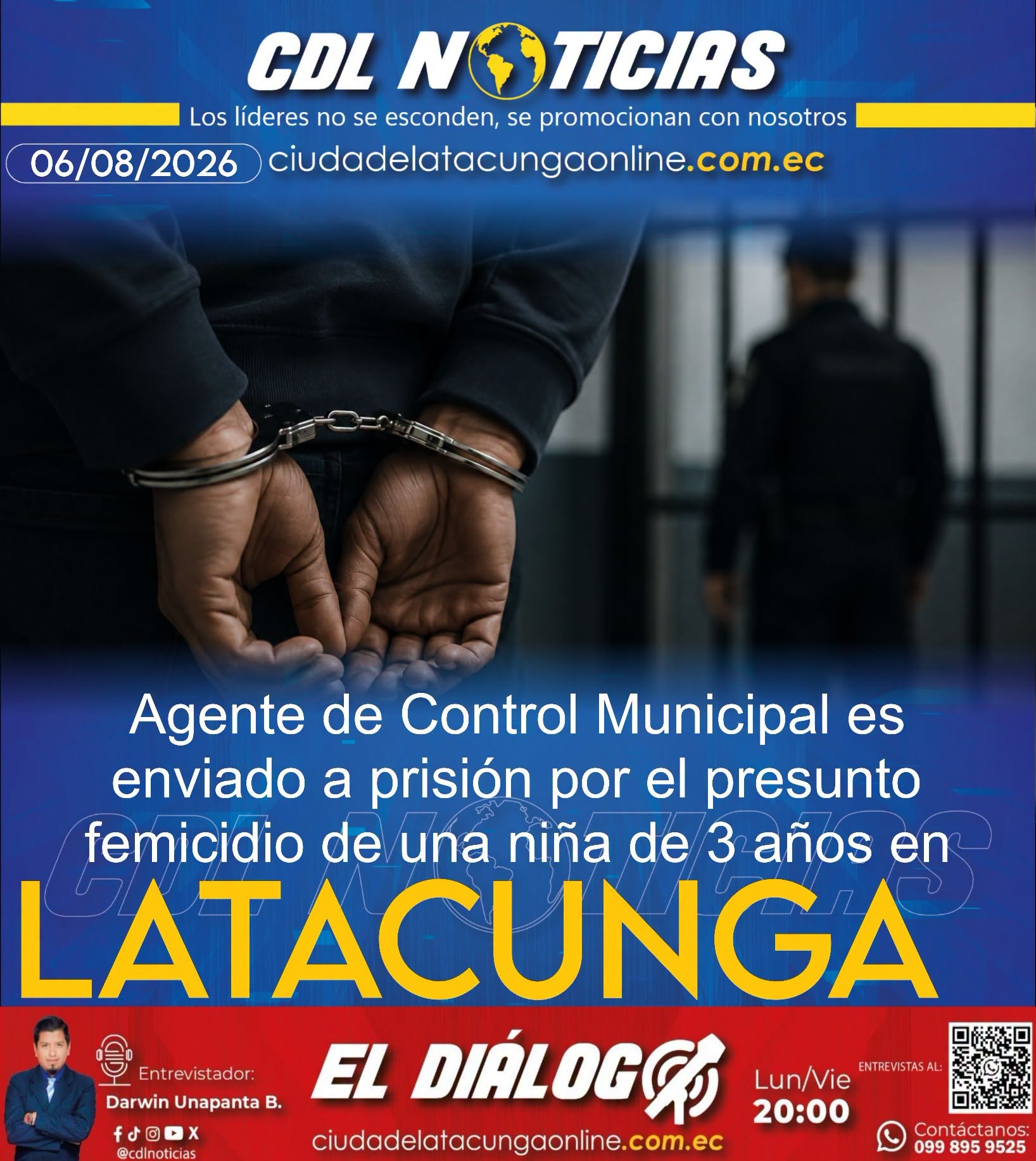 Agente de Control Municipal es enviado a prisión por el presunto femicidio de una niña de 3 años en Latacunga