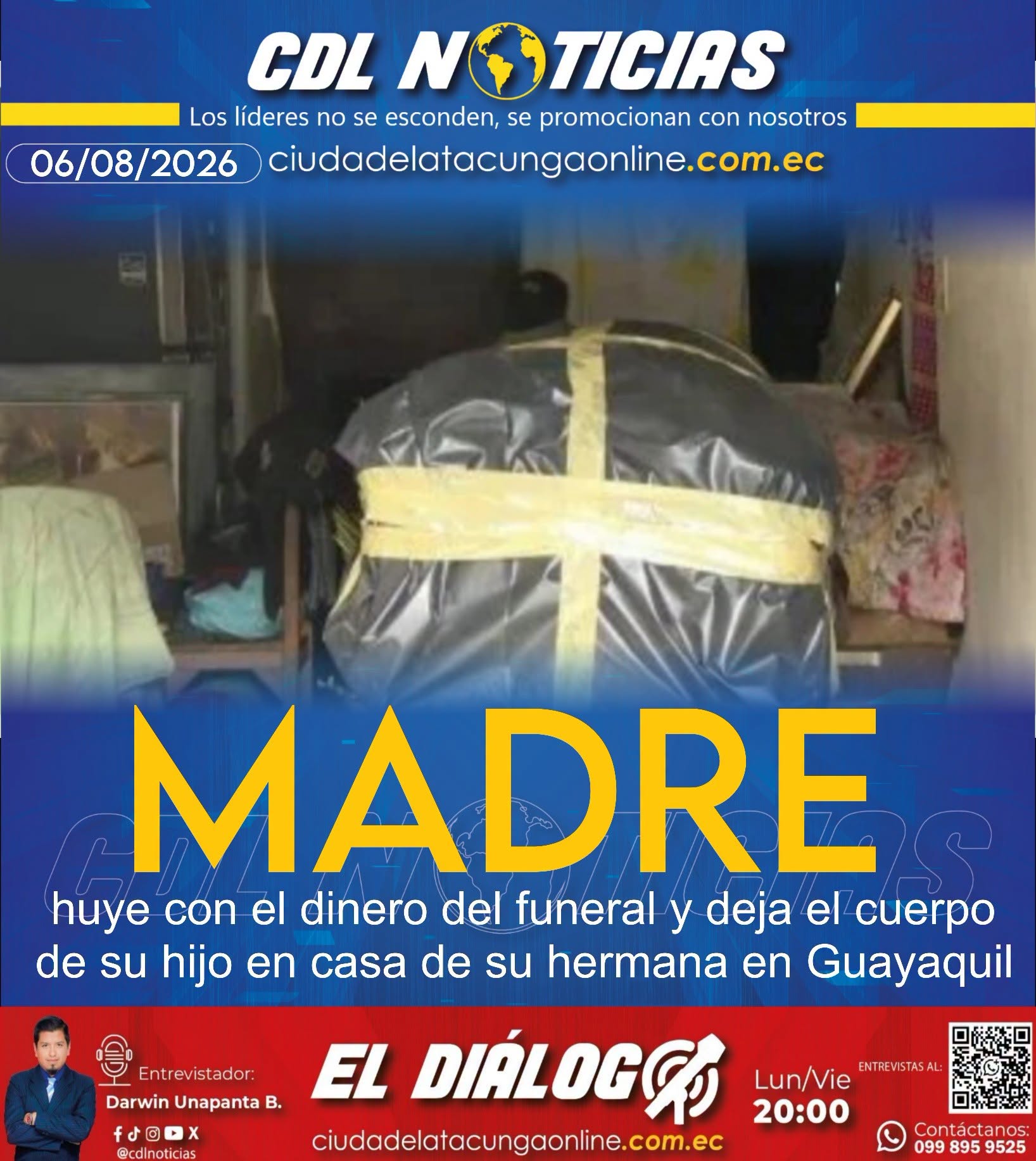Madre huye con el dinero del funeral y deja el cuerpo de su hijo en casa de su hermana en Guayaquil
