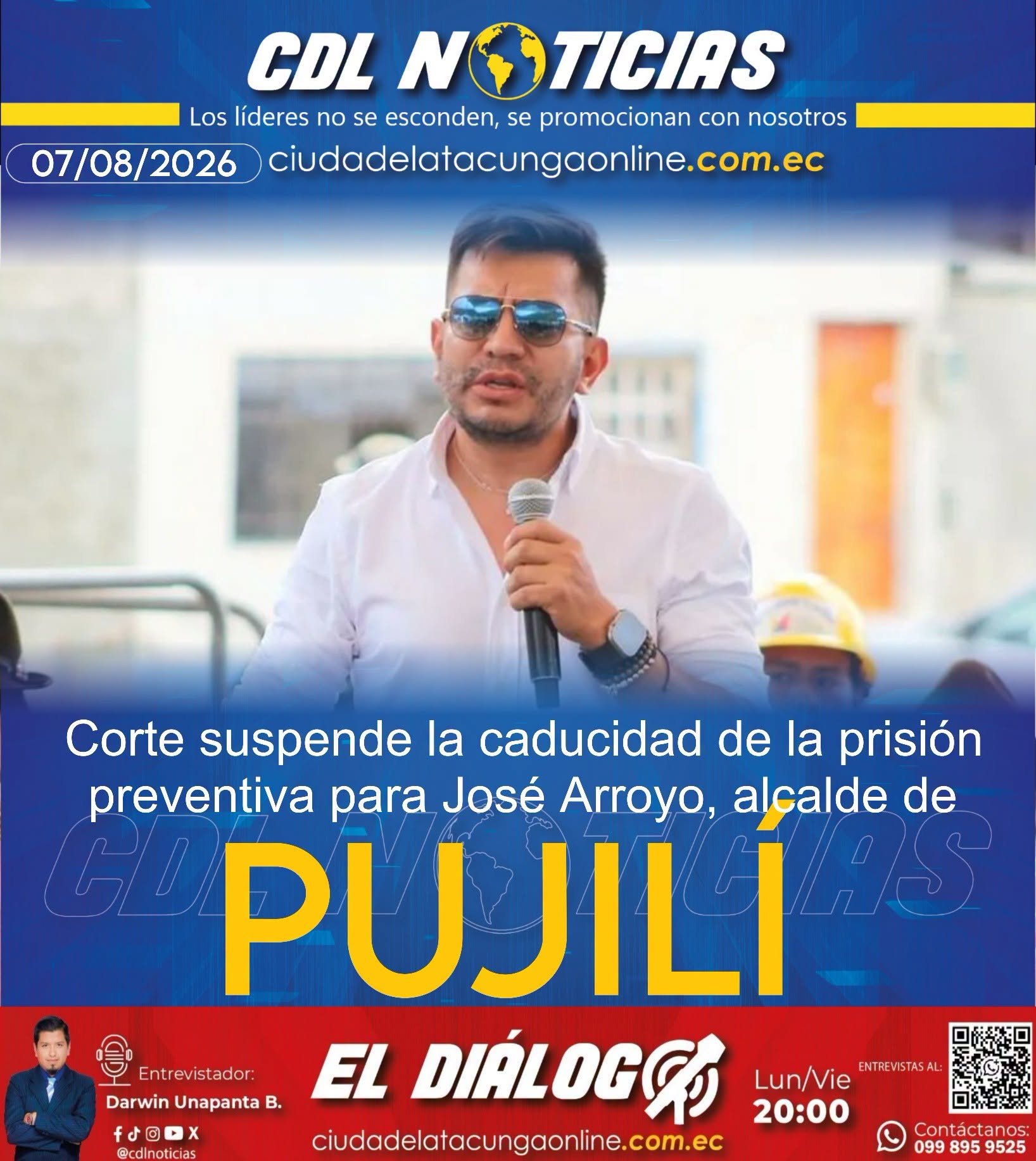 Corte suspende la caducidad de la prisión preventiva para José Arroyo, alcalde de Pujilí