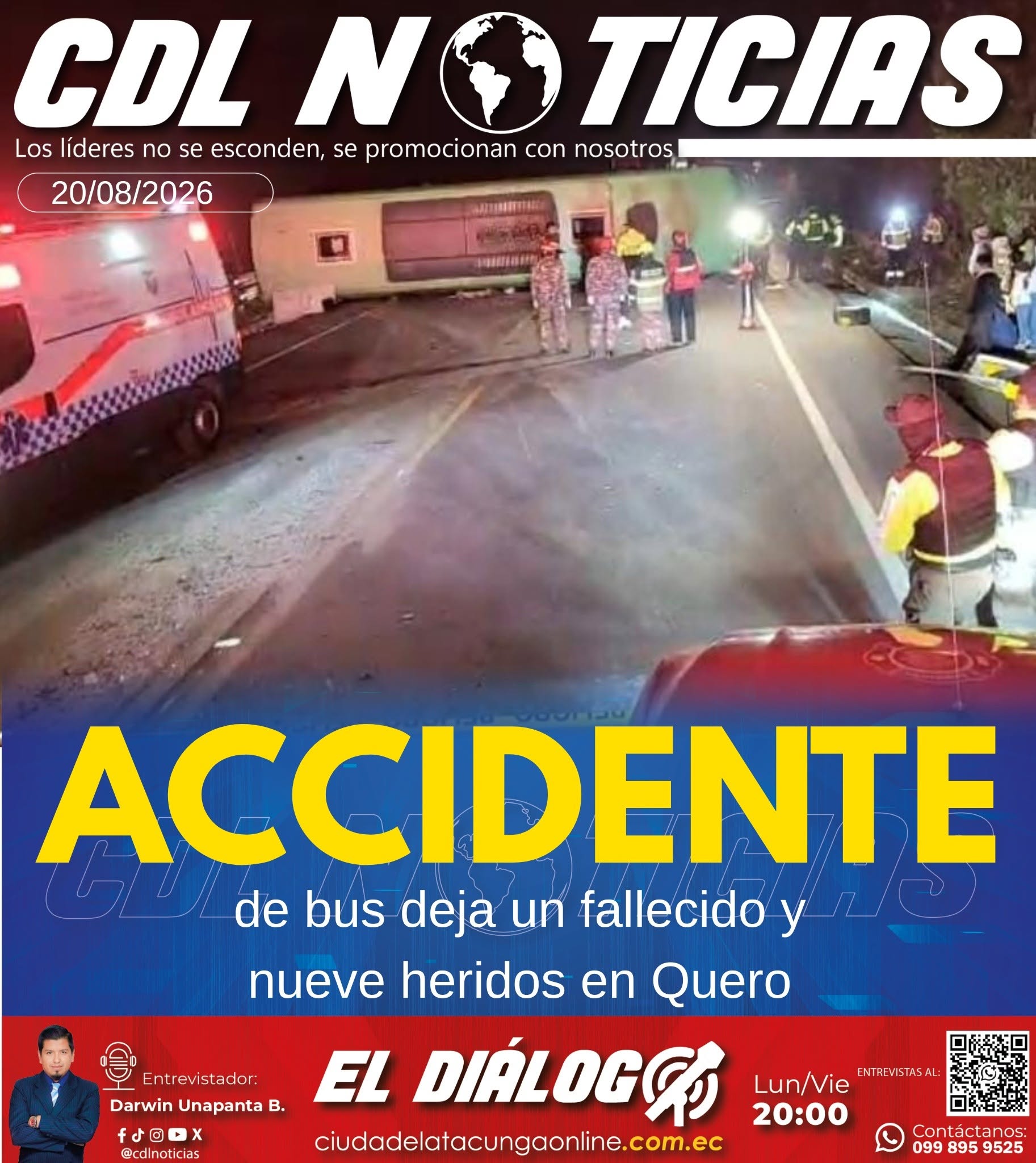 Accidente de bus deja un fallecido y nueve heridos en Quero