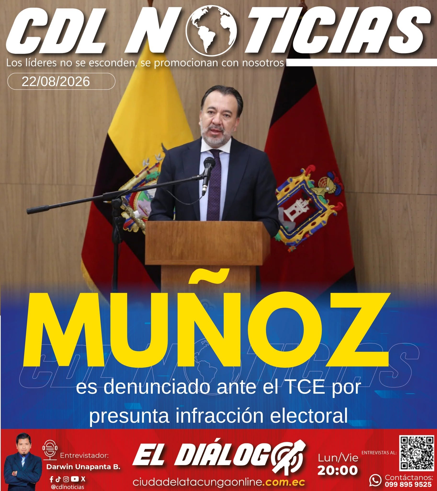 Pabel Muñoz es denunciado ante el TCE por presunta infracción electoral