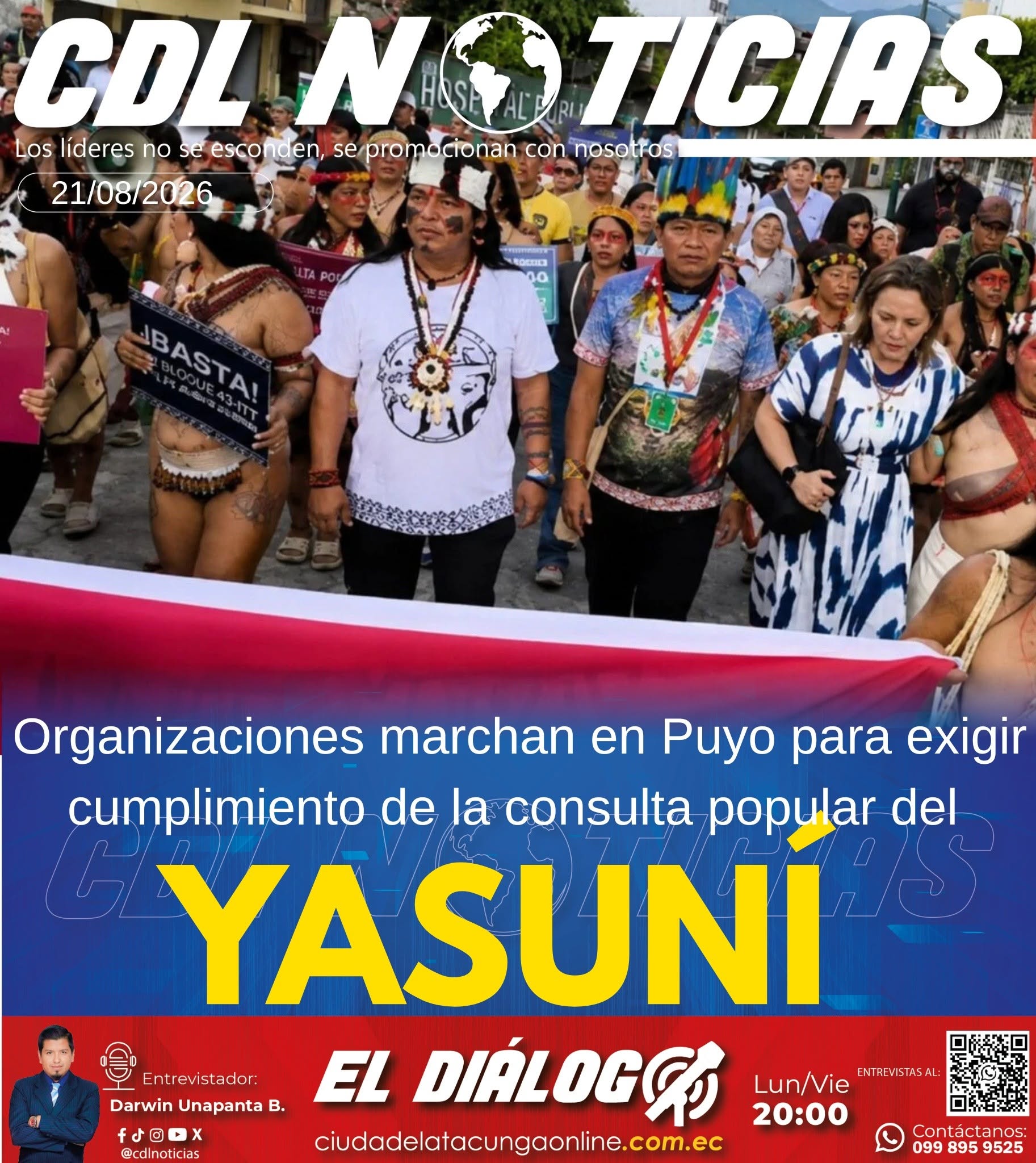 Organizaciones marchan en Puyo para exigir cumplimiento de la consulta popular del Yasuní