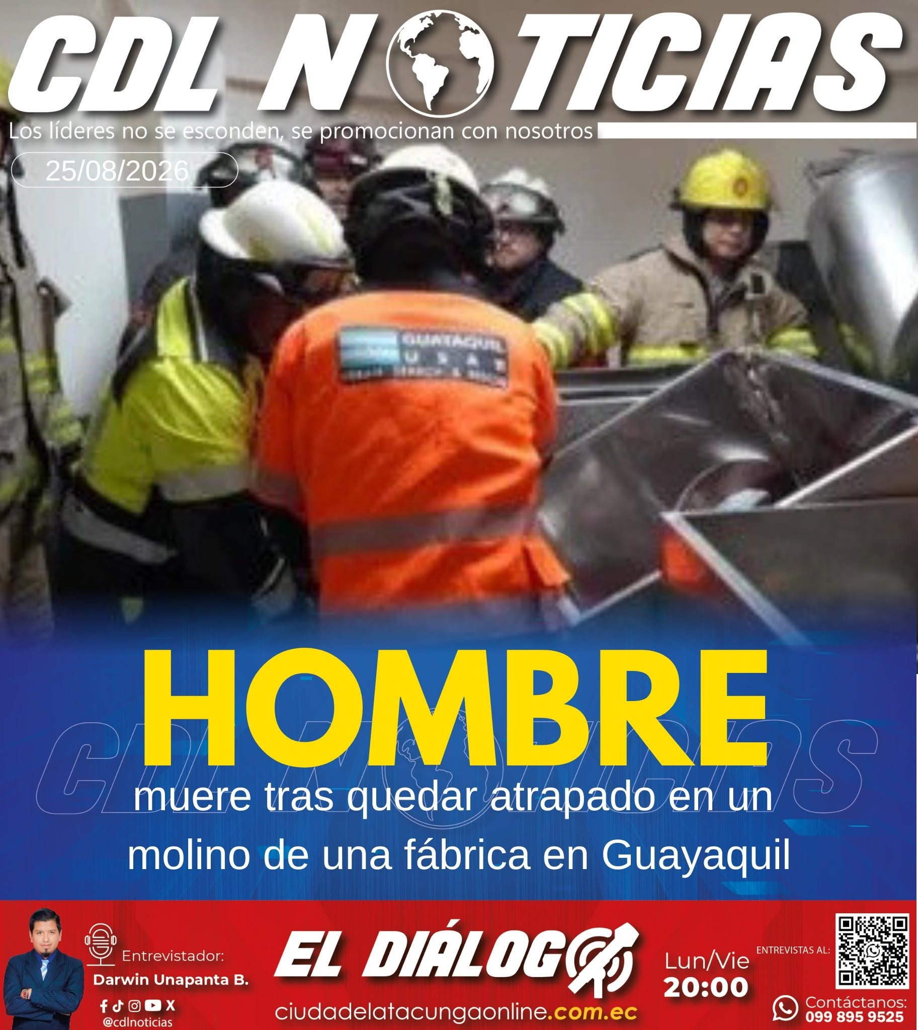 Hombre muere tras quedar atrapado en un molino de una fábrica en Guayaquil