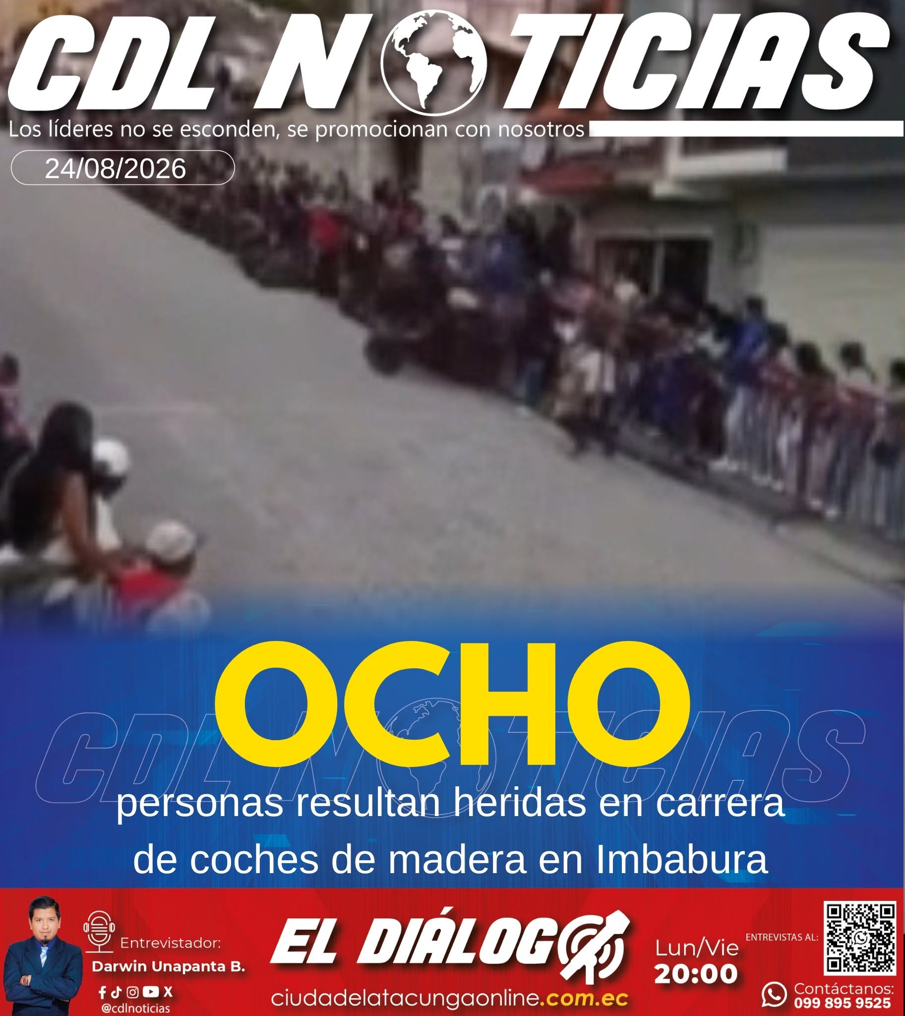 Ocho personas resultan heridas en carrera de coches de madera en Imbabura
