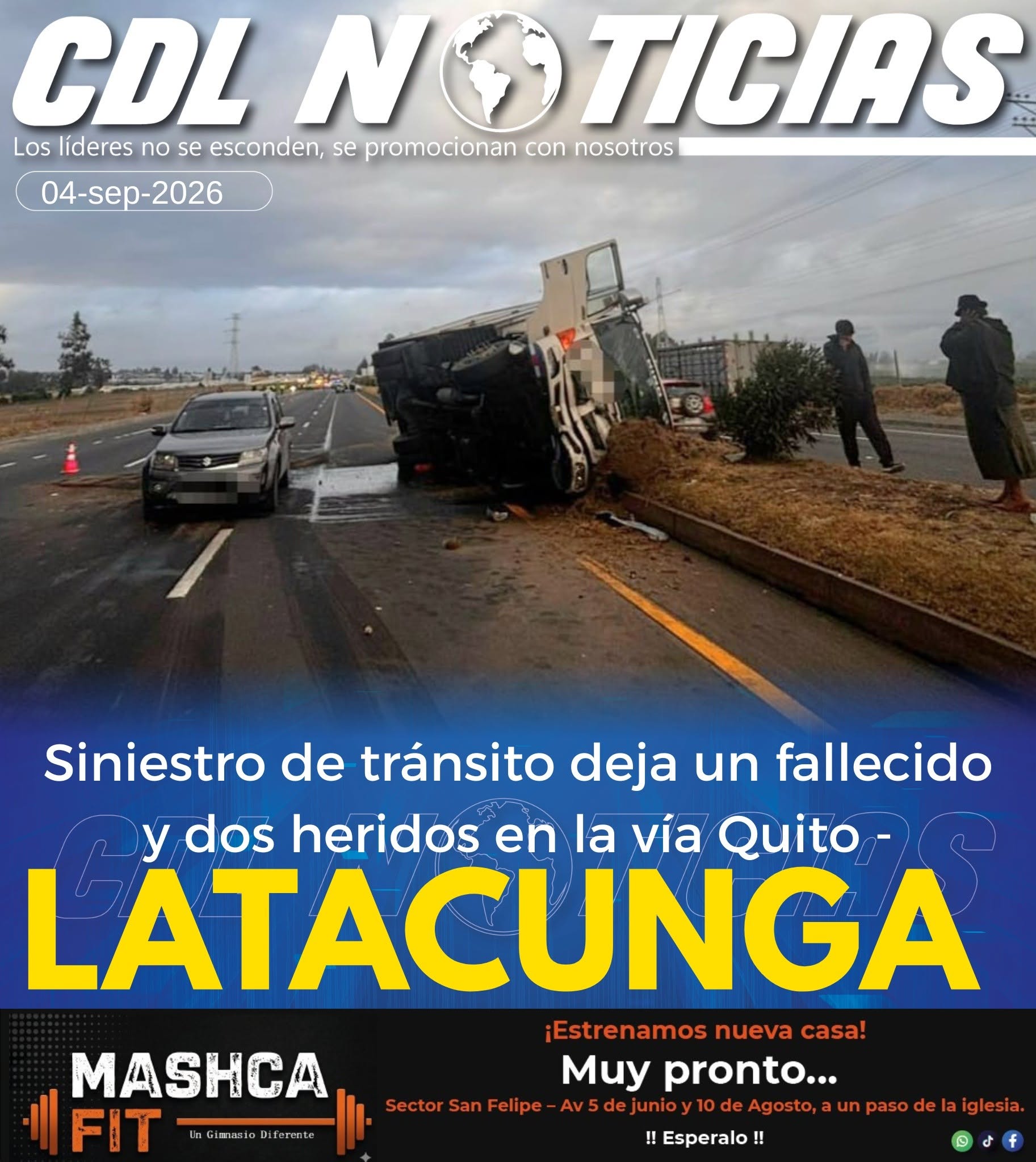 Siniestro de tránsito deja un fallecido y dos heridos en la vía Latacunga-Quito