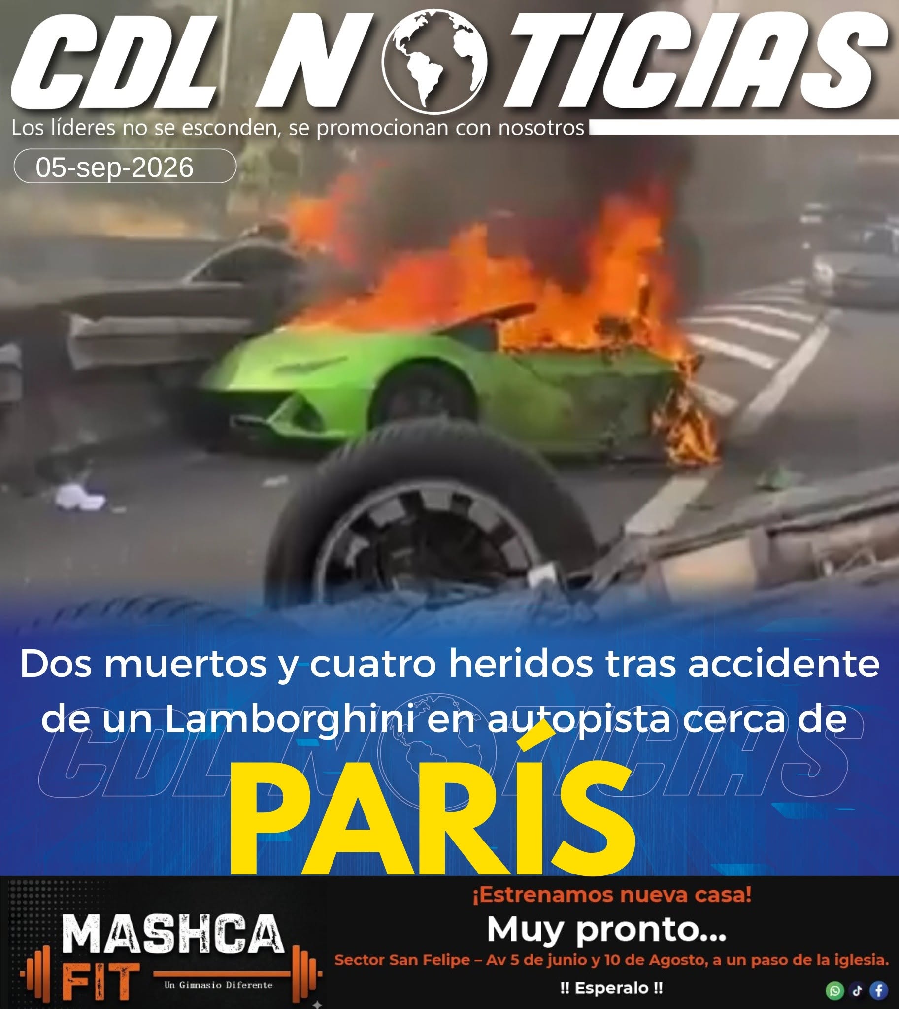 Dos muertos y cuatro heridos tras accidente de un Lamborghini en autopista cerca de París