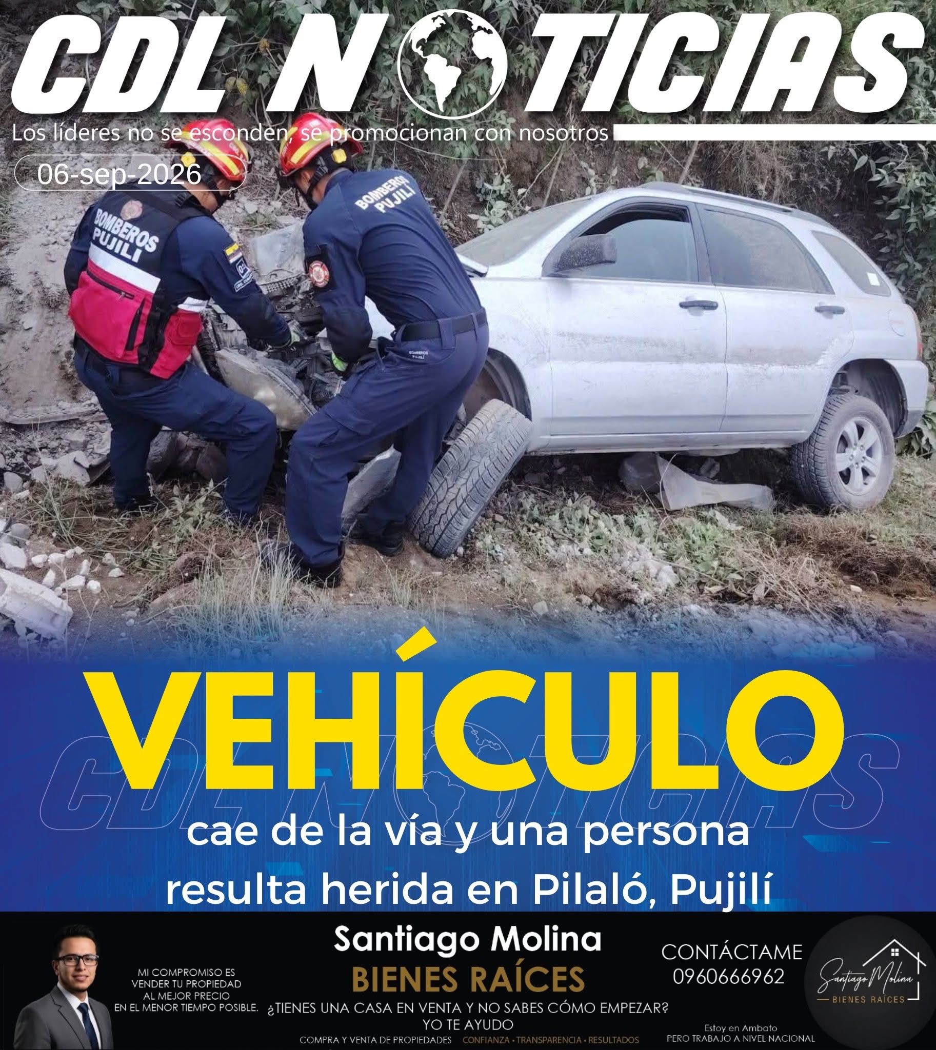 Vehículo sale de la vía y deja una persona herida en Pilaló, Pujilí