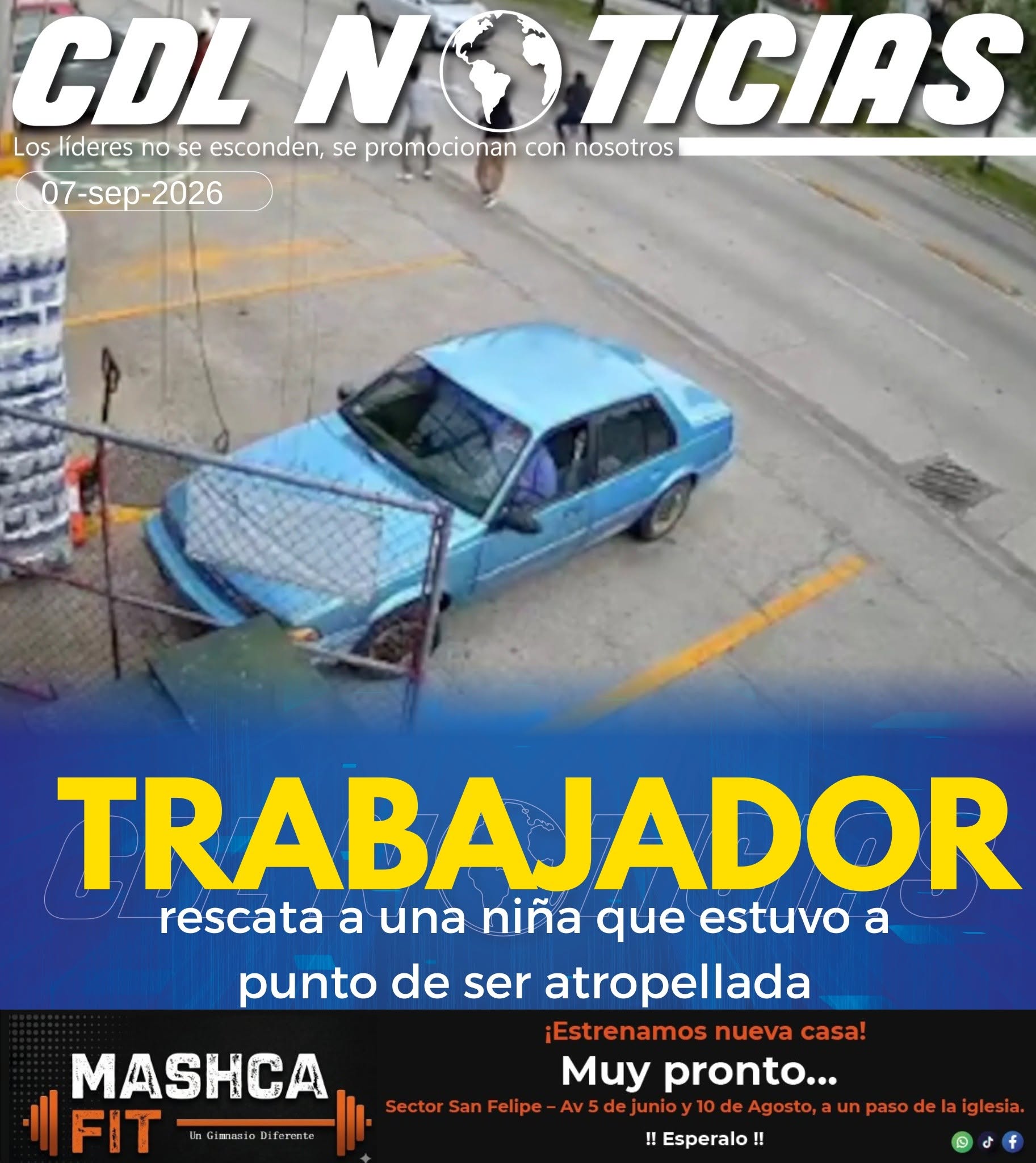 Trabajador rescata a una niña que estuvo a punto de ser atropellada en México