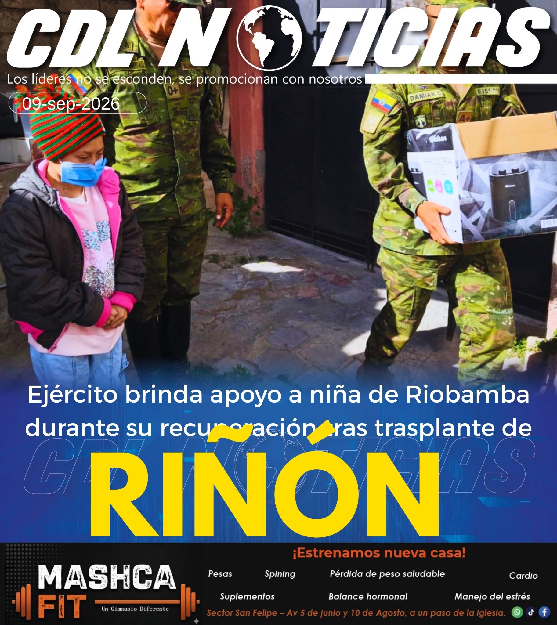 Ejército Ecuatoriano brinda apoyo a niña de Riobamba durante su recuperación tras trasplante de riñón