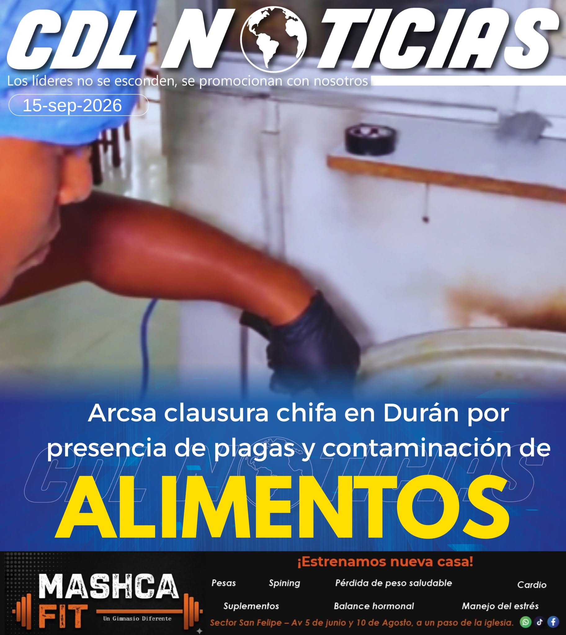 Arcsa clausura chifa en Durán por presencia de plagas y contaminación de alimentos