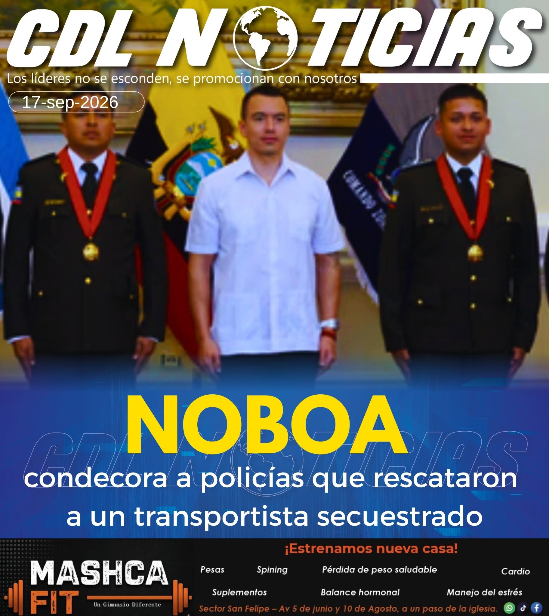 Noboa condecora a policías que rescataron a un transportista secuestrado