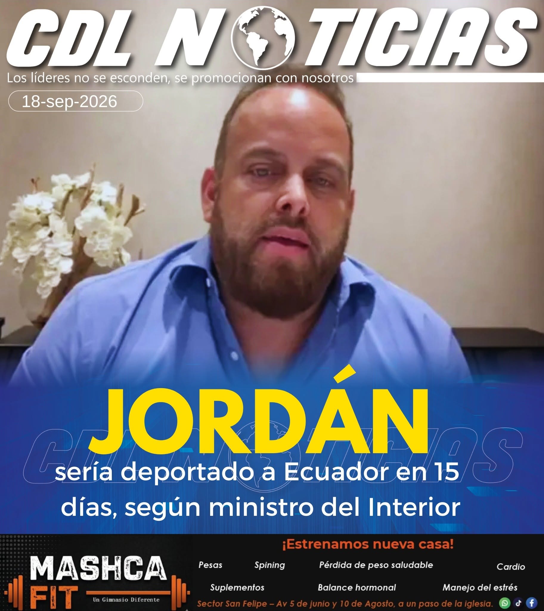 Xavier Jordán sería deportado a Ecuador en 15 días, según ministro del Interior